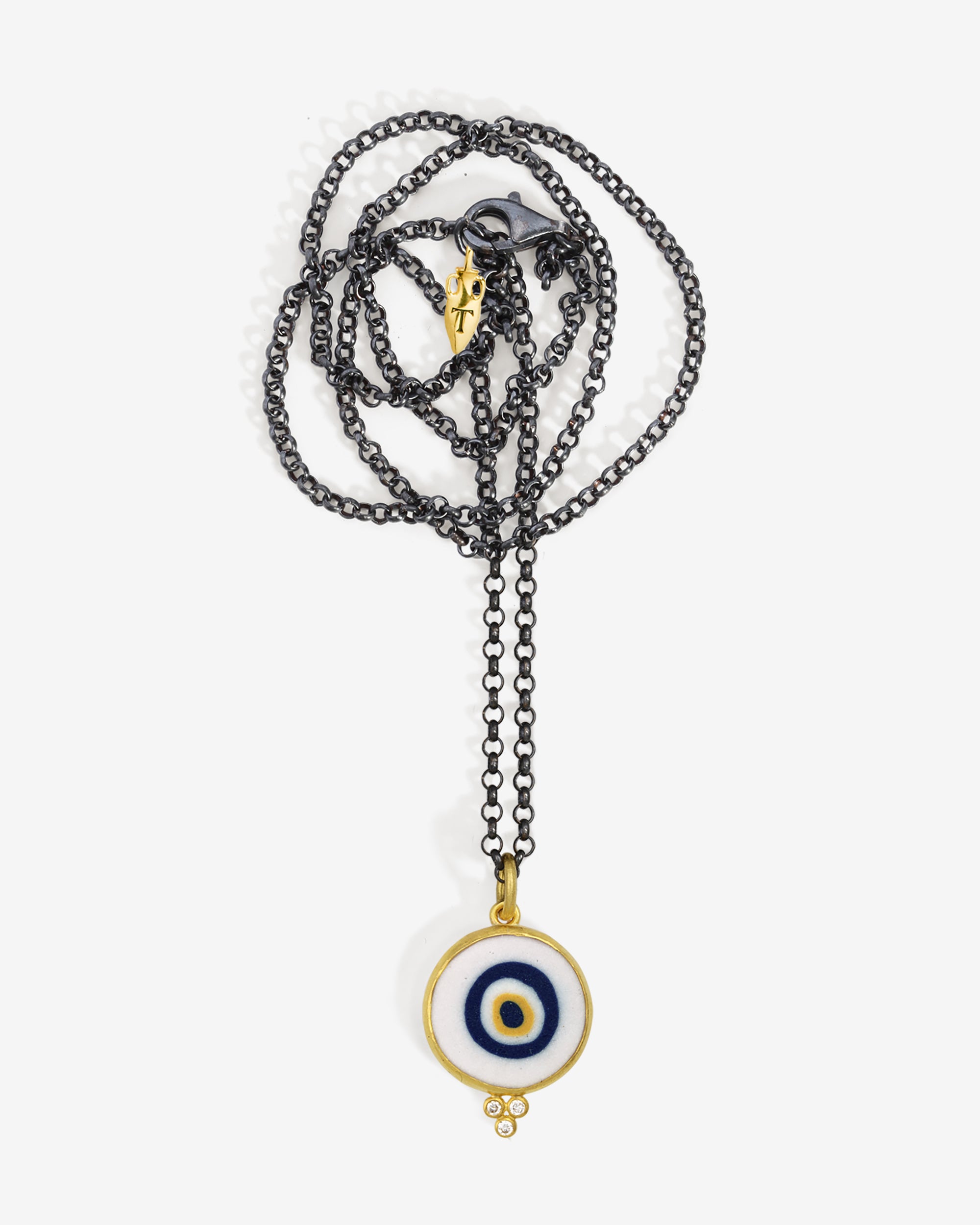 Temple of the Sun Mati Eye Necklace III White Diamond Solid Gold