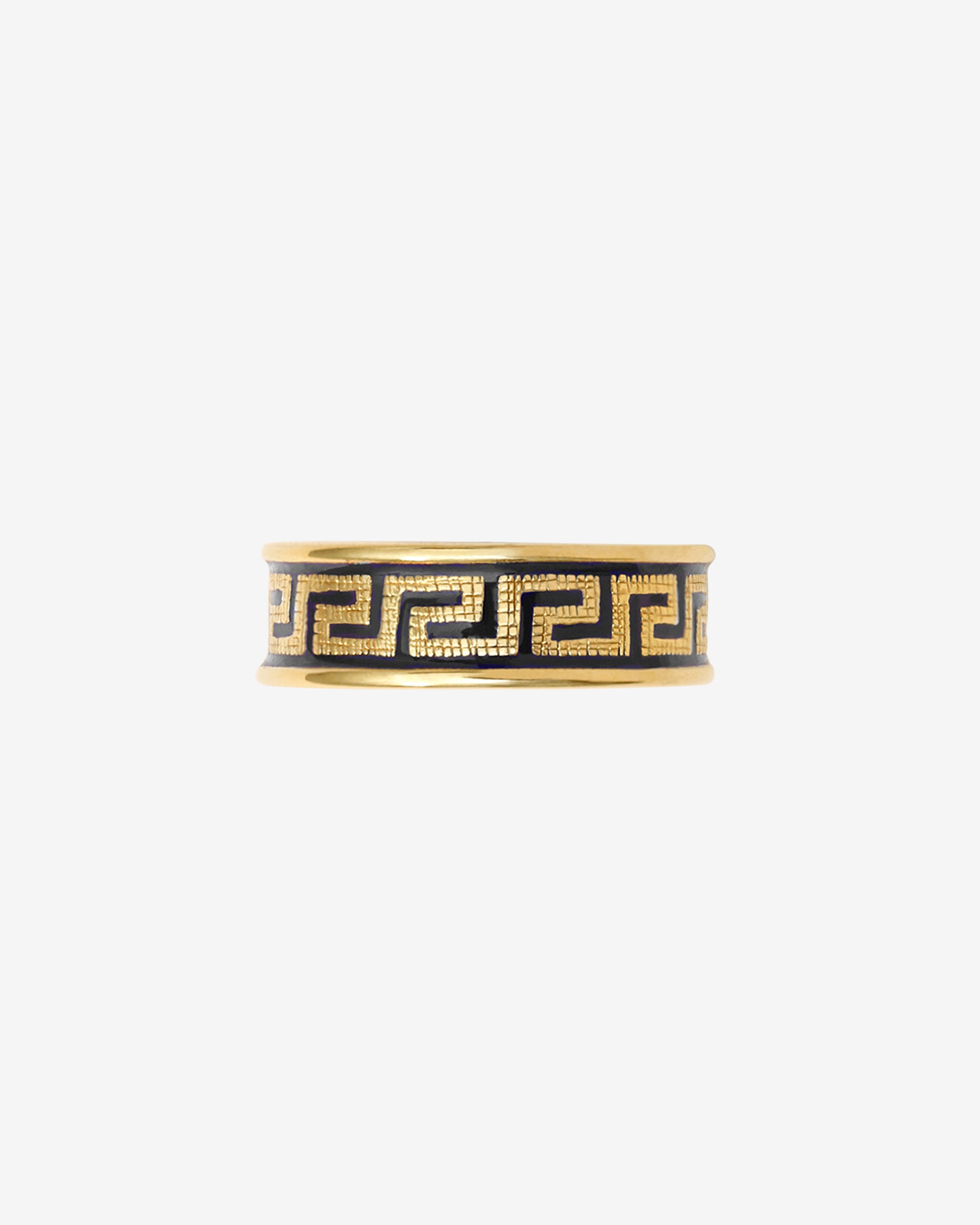 Temple of the Sun Meander Ring Enamel Gold Vermeil