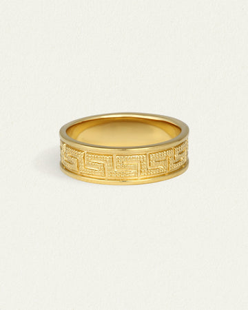 Temple of the Sun Meander Ring Gold Vermeil
