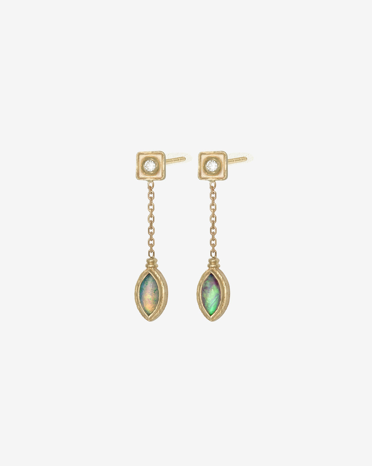 Mer Earrings Marquise Opal Diamond Solid Gold