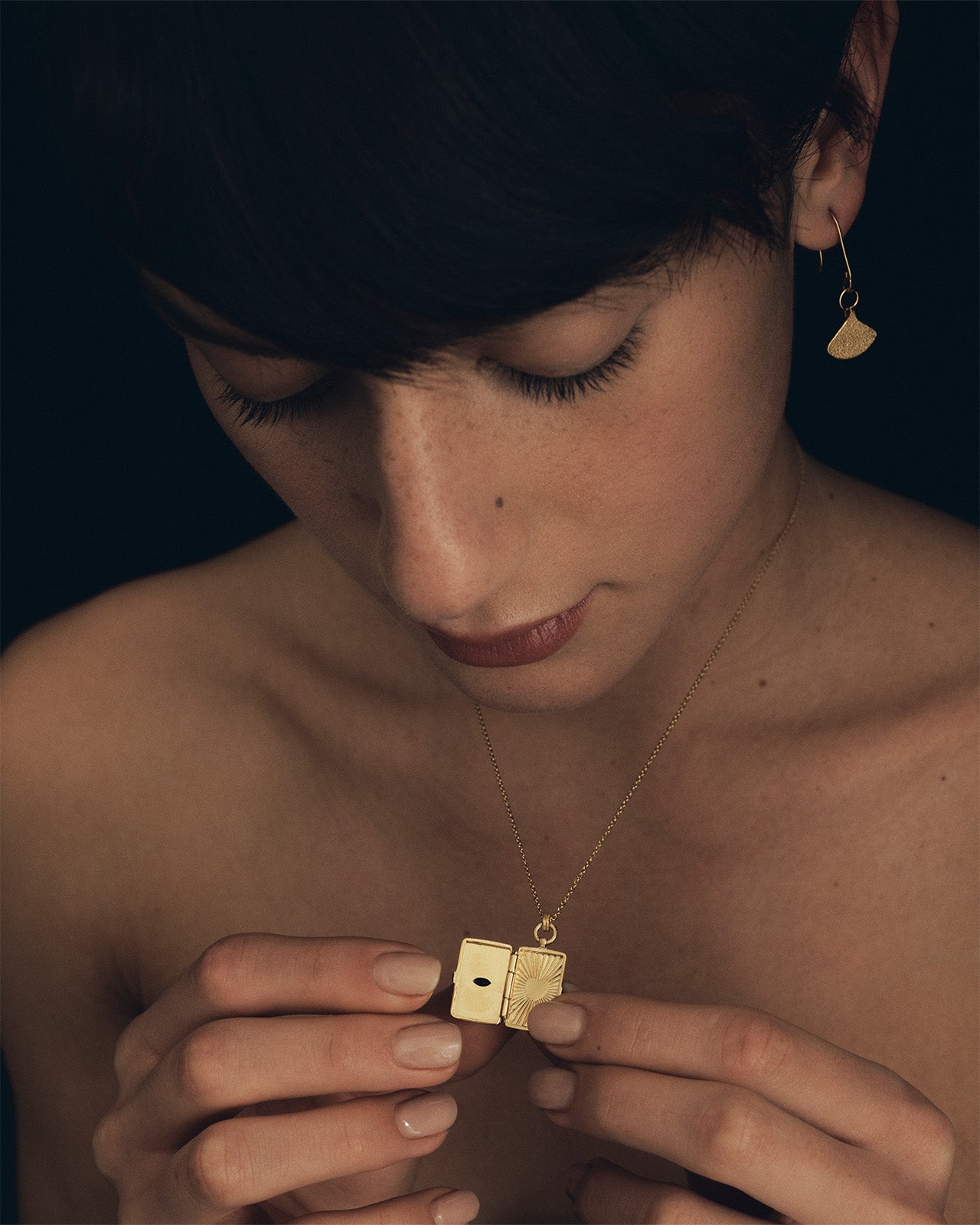 Temple of the Sun Meri Locket Necklace Gold Vermeil