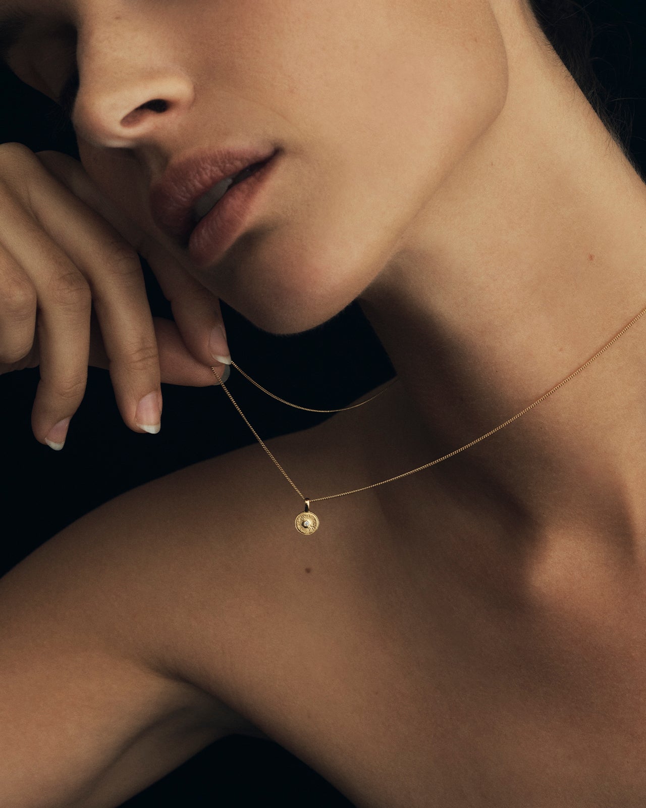 Temple of the Sun Mina Necklace Diamond Gold Vermeil