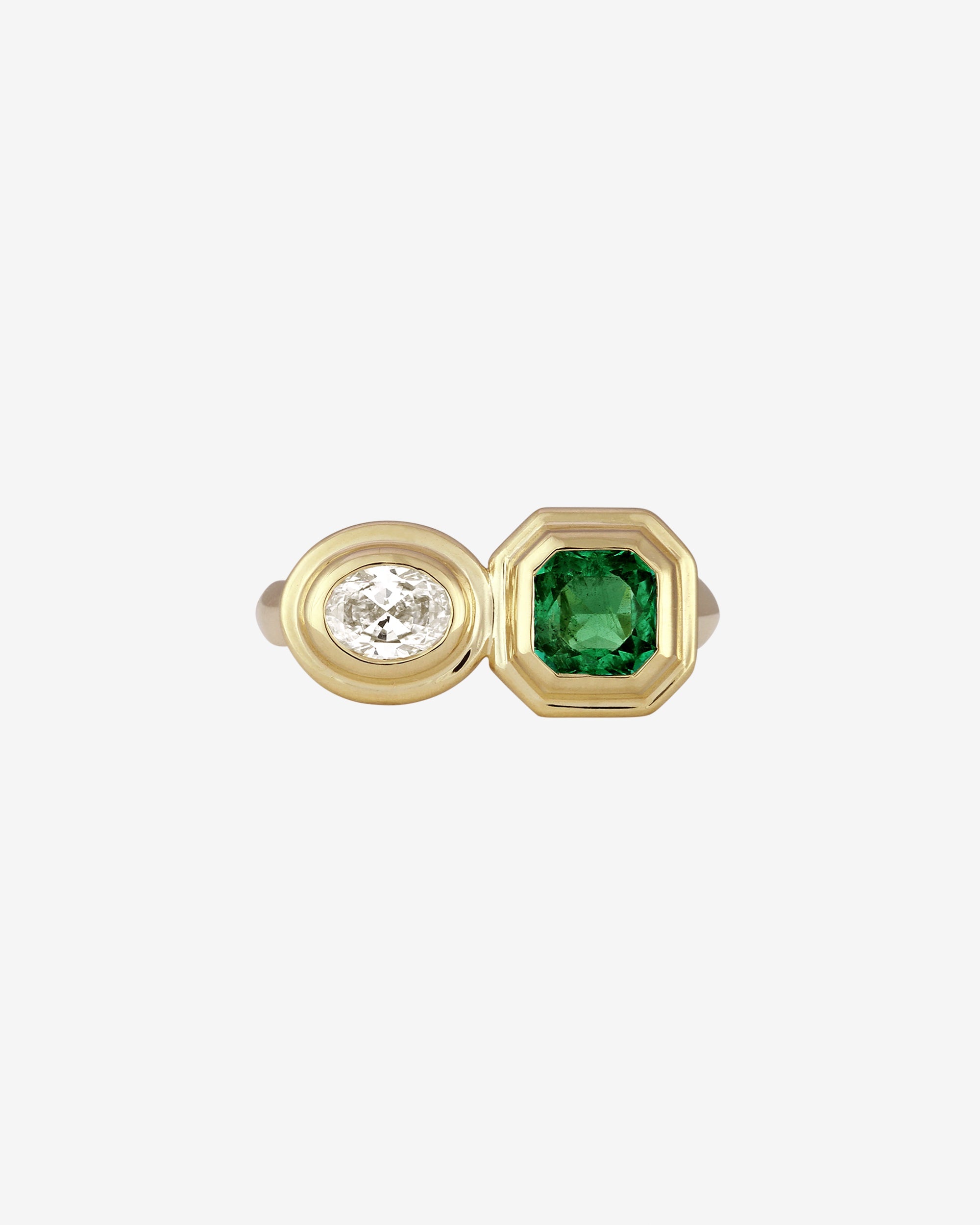 Temple of the Sun Mino Ring Emerald Diamond Solid Gold
