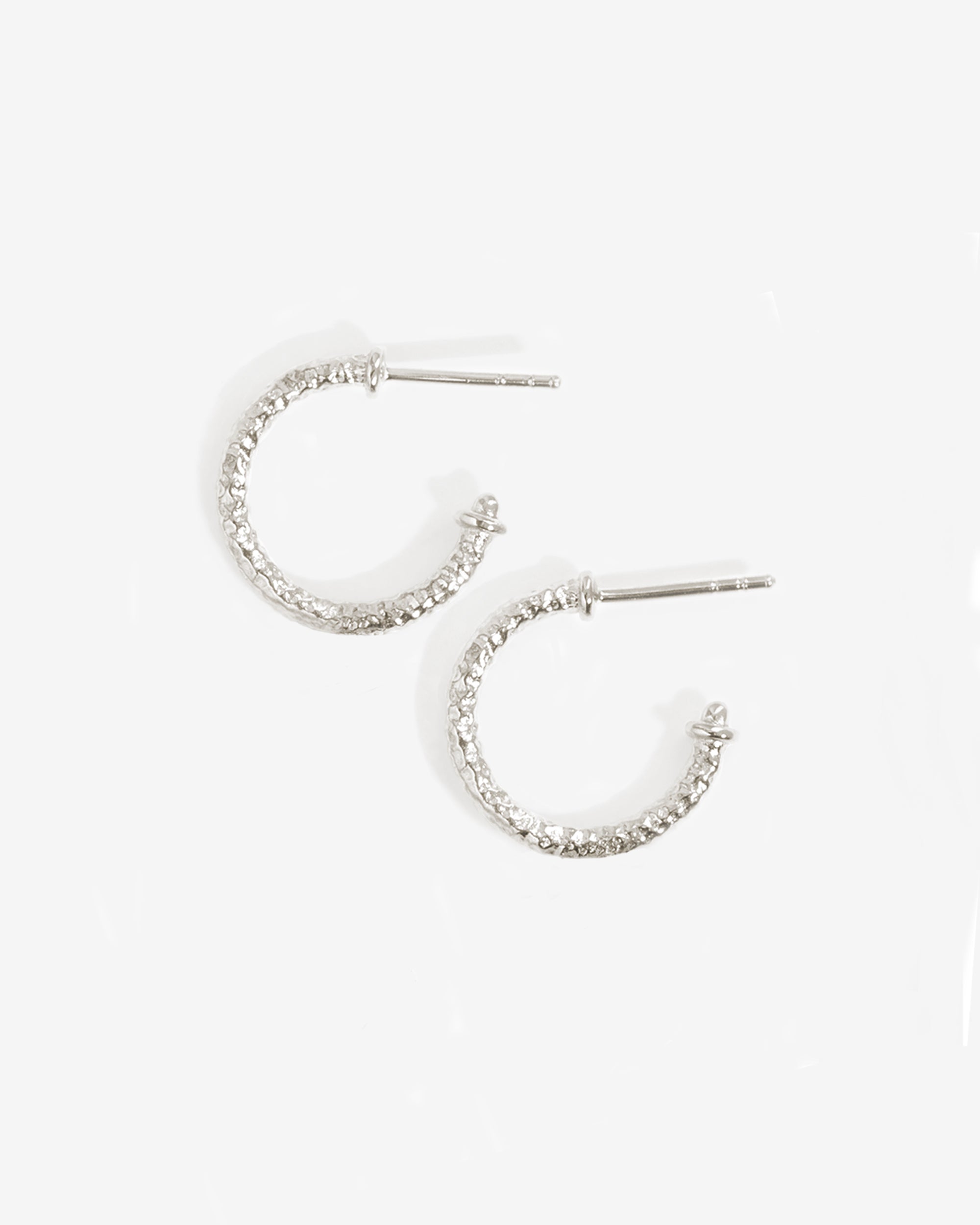 Temple of the Sun Molten Hoop Earrings Silver