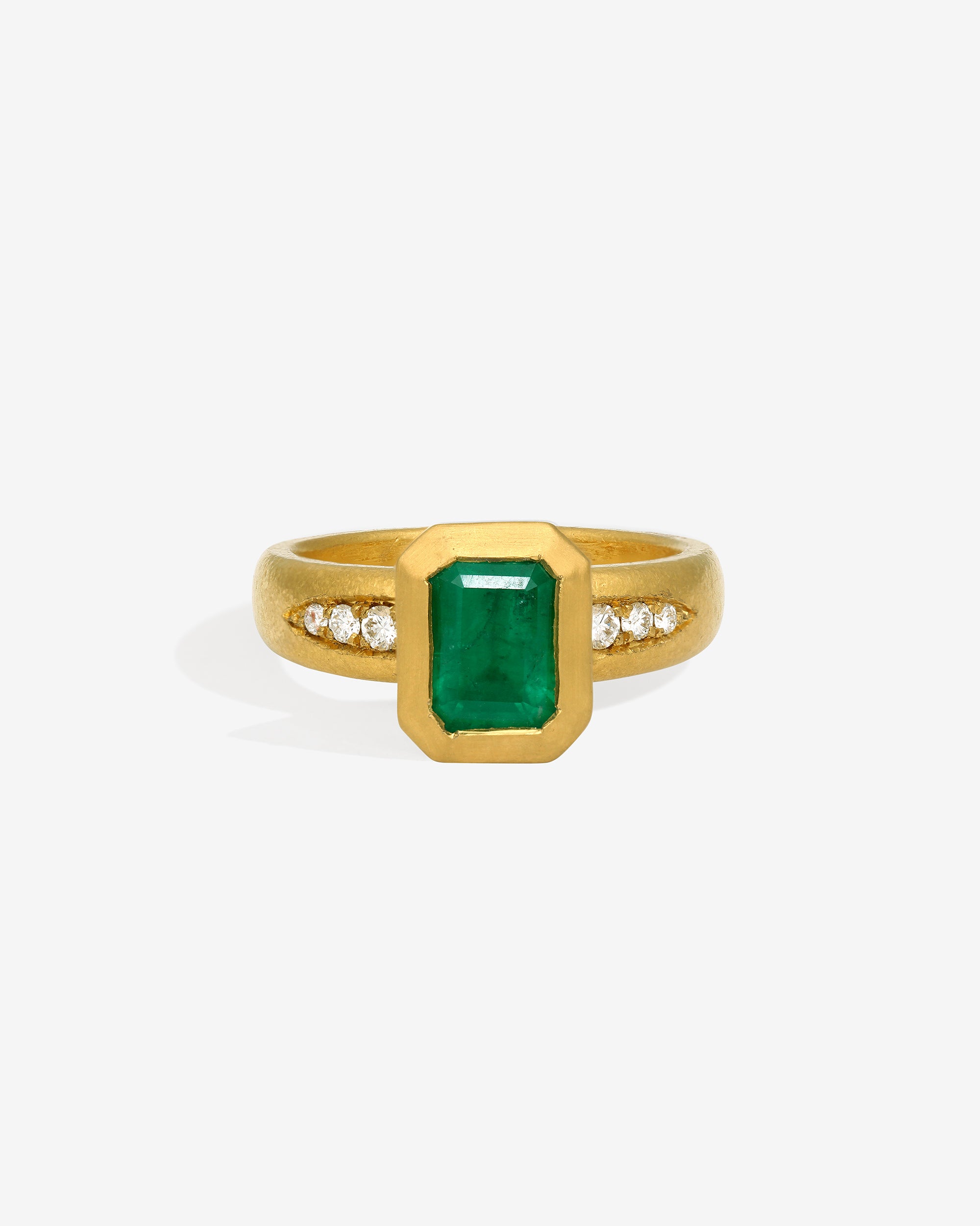 Temple of the Sun Neptune Ring Emerald Diamond Solid Gold