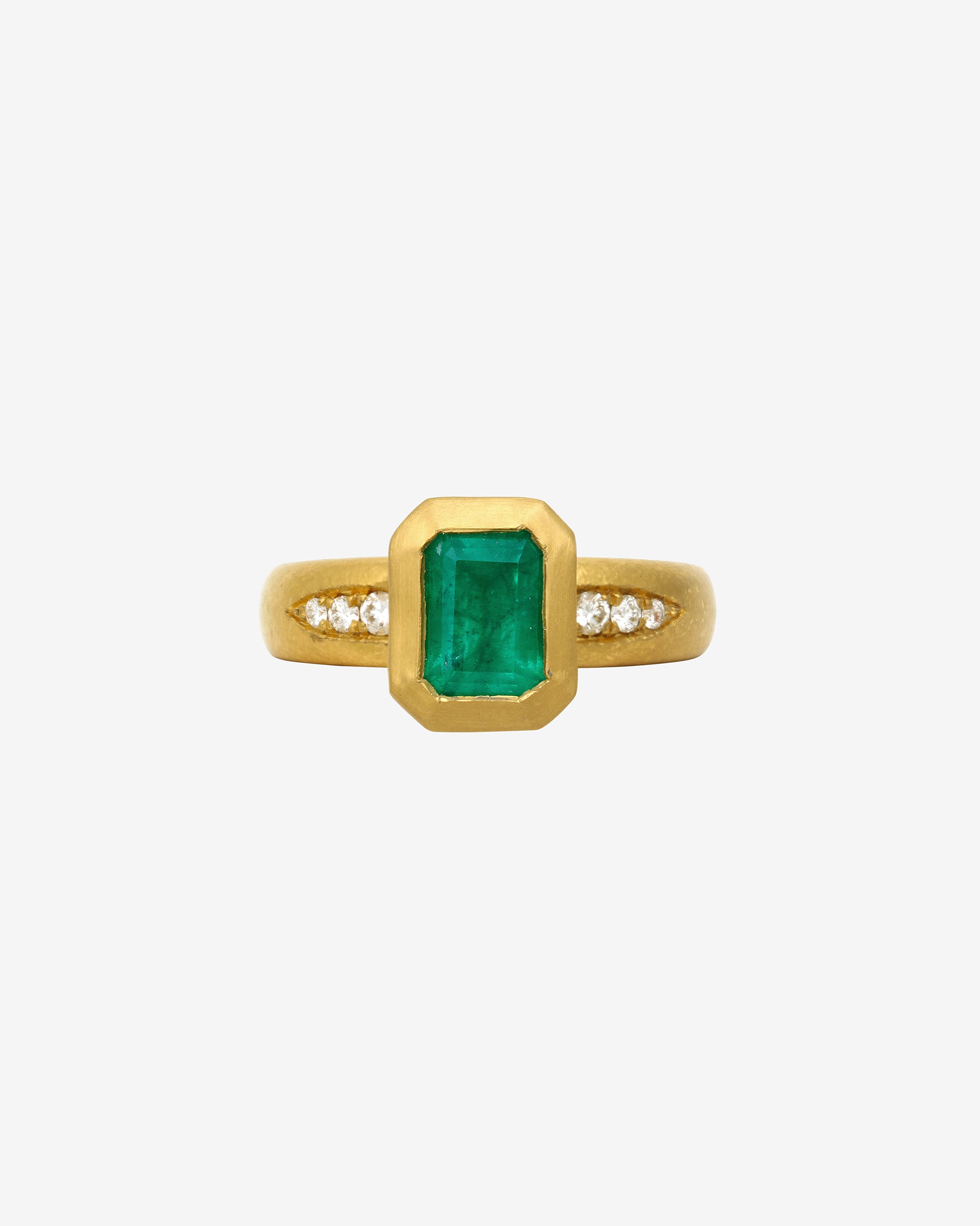 Temple of the Sun Neptune Ring Emerald Diamond Solid Gold