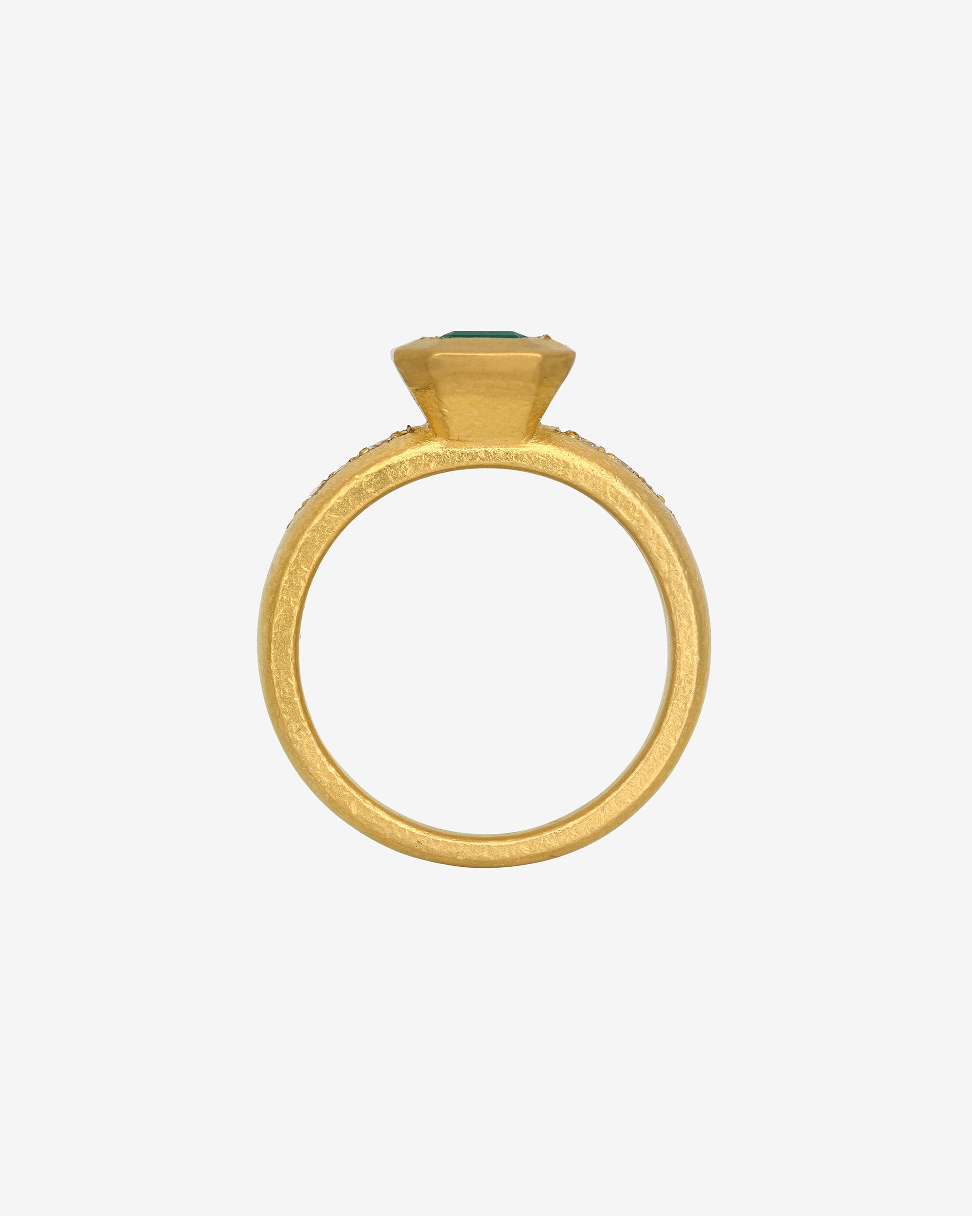 Temple of the Sun Neptune Ring Emerald Diamond Solid Gold