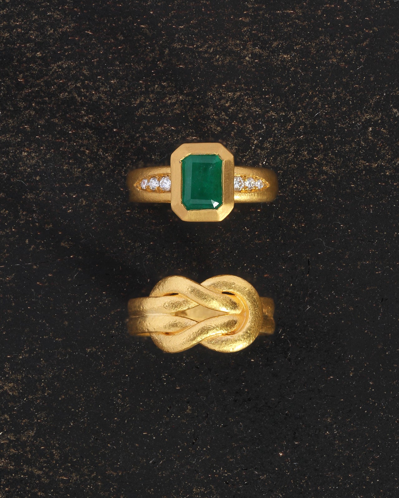 Temple of the Sun Neptune Ring Emerald Diamond Solid Gold