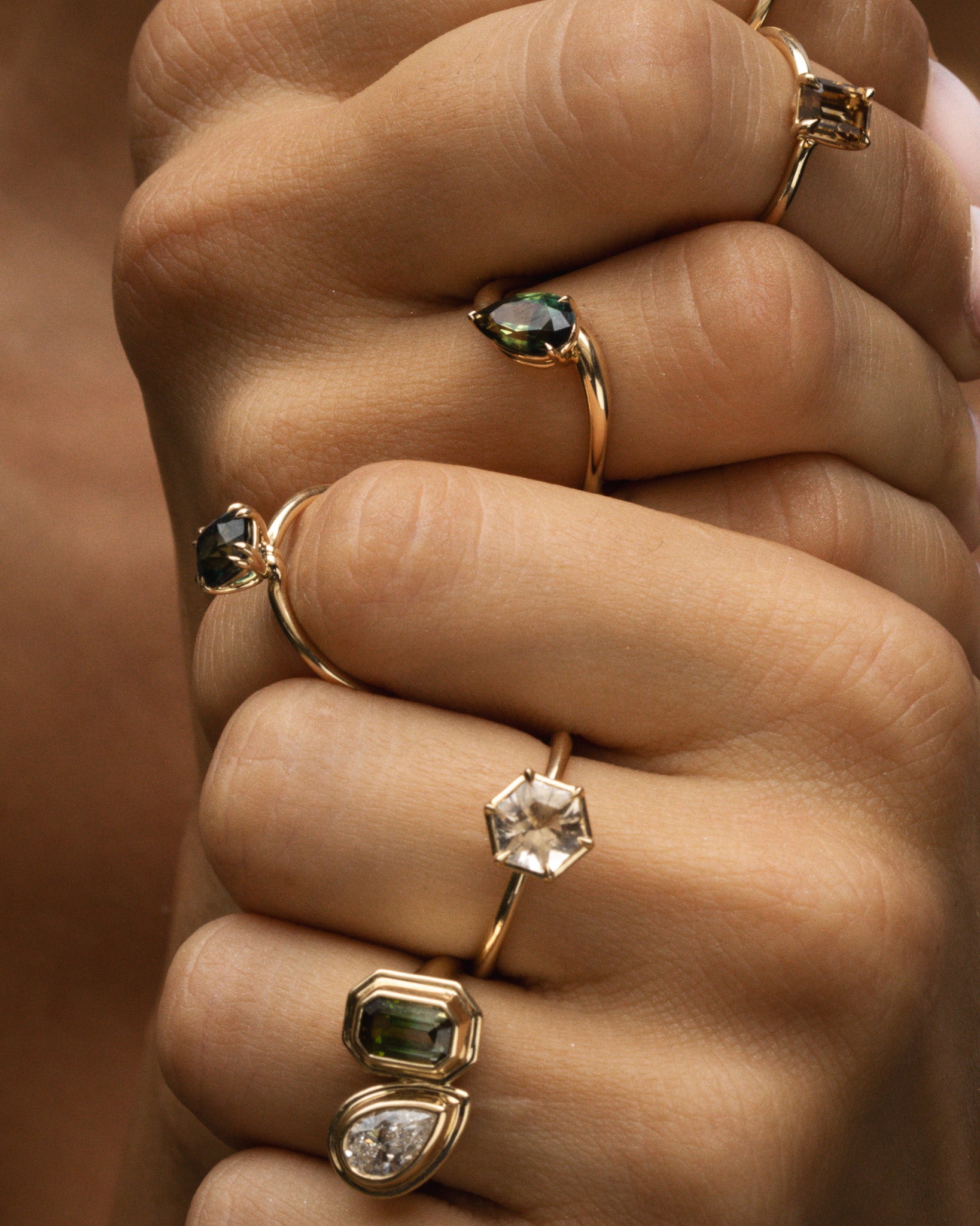 Temple of the Sun Nova Pear Ring Tourmaline Diamond Solid Gold