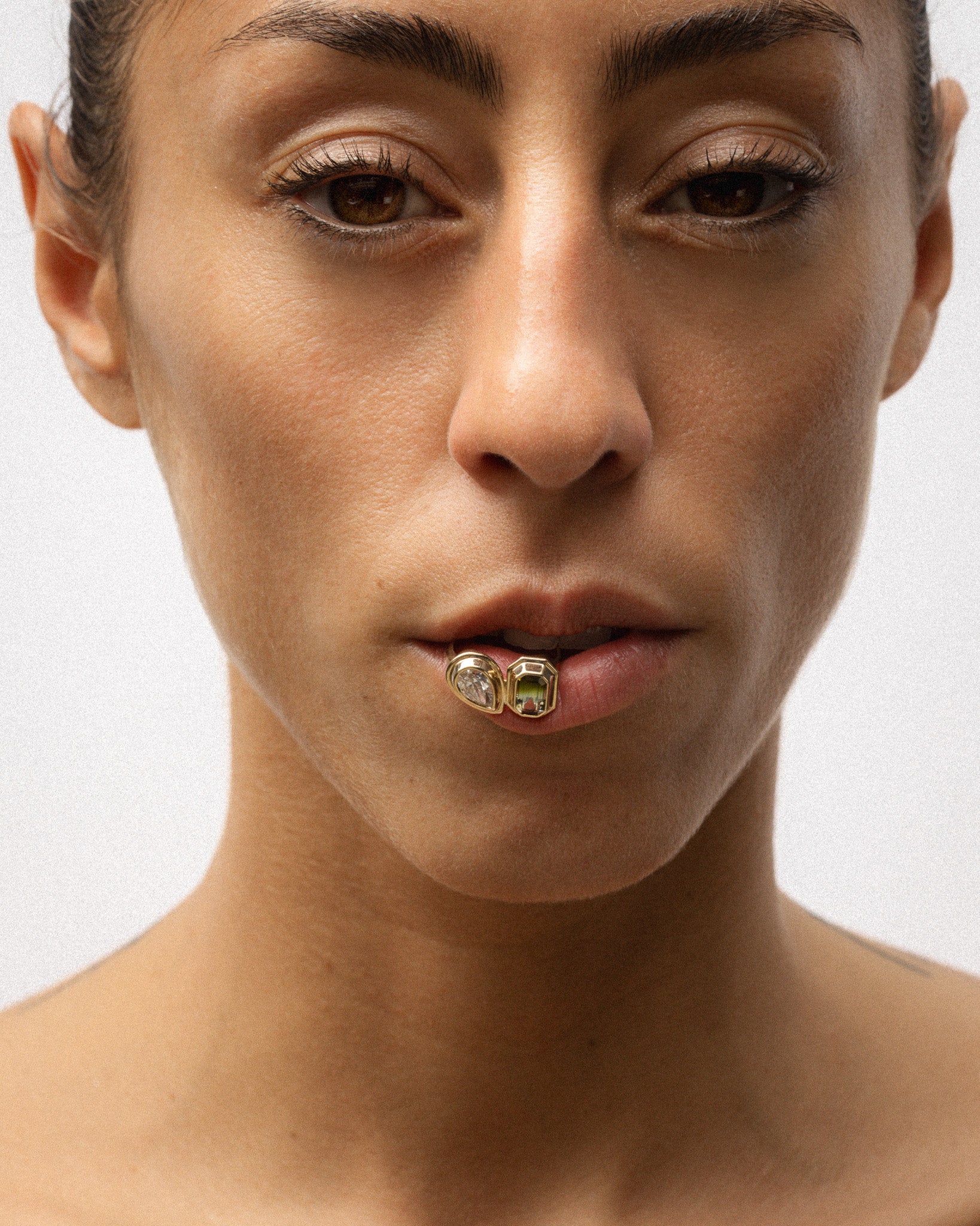 Temple of the Sun Nova Pear Ring Tourmaline Diamond Solid Gold