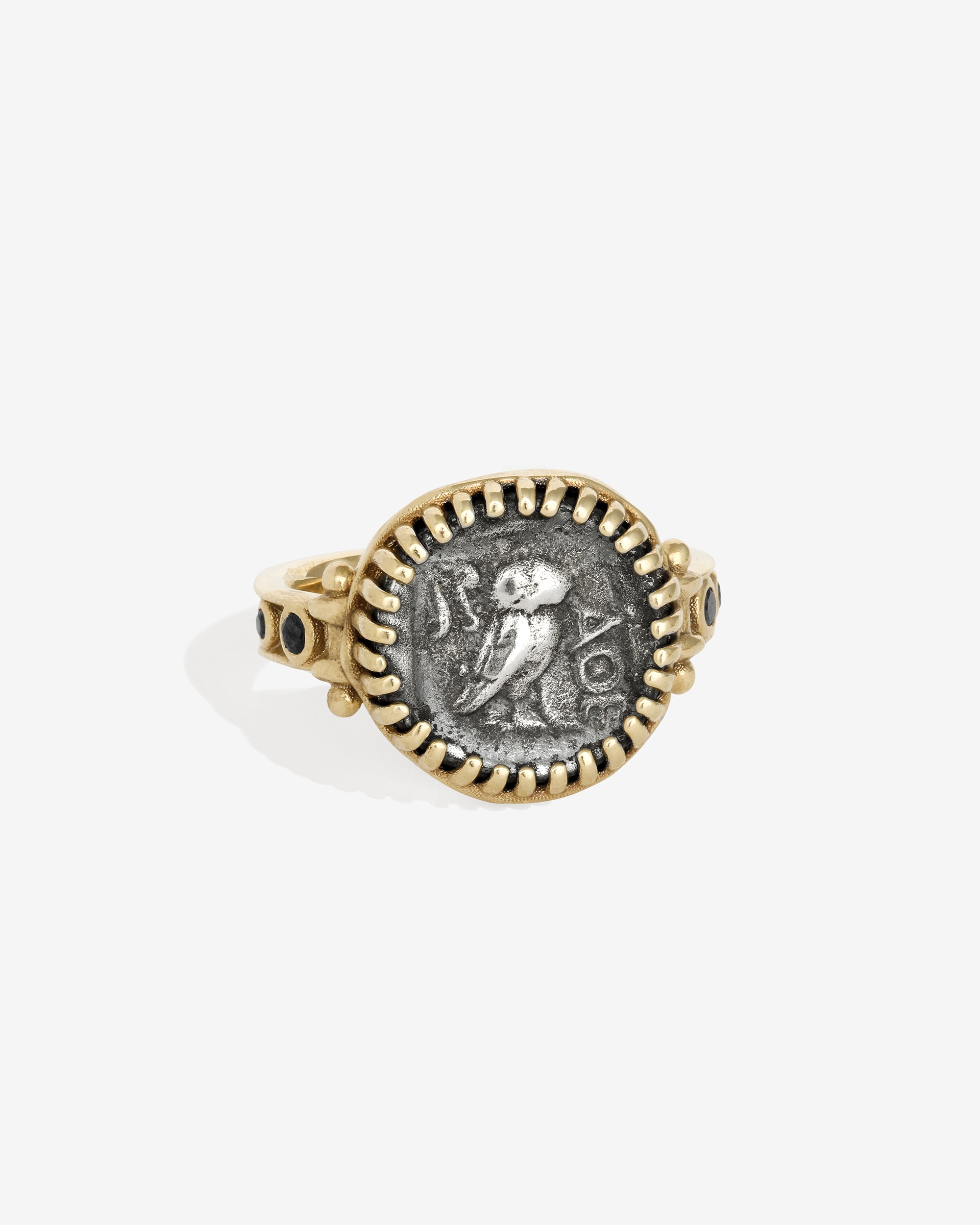 Palas Intaglio Ring Black Diamond Solid Gold