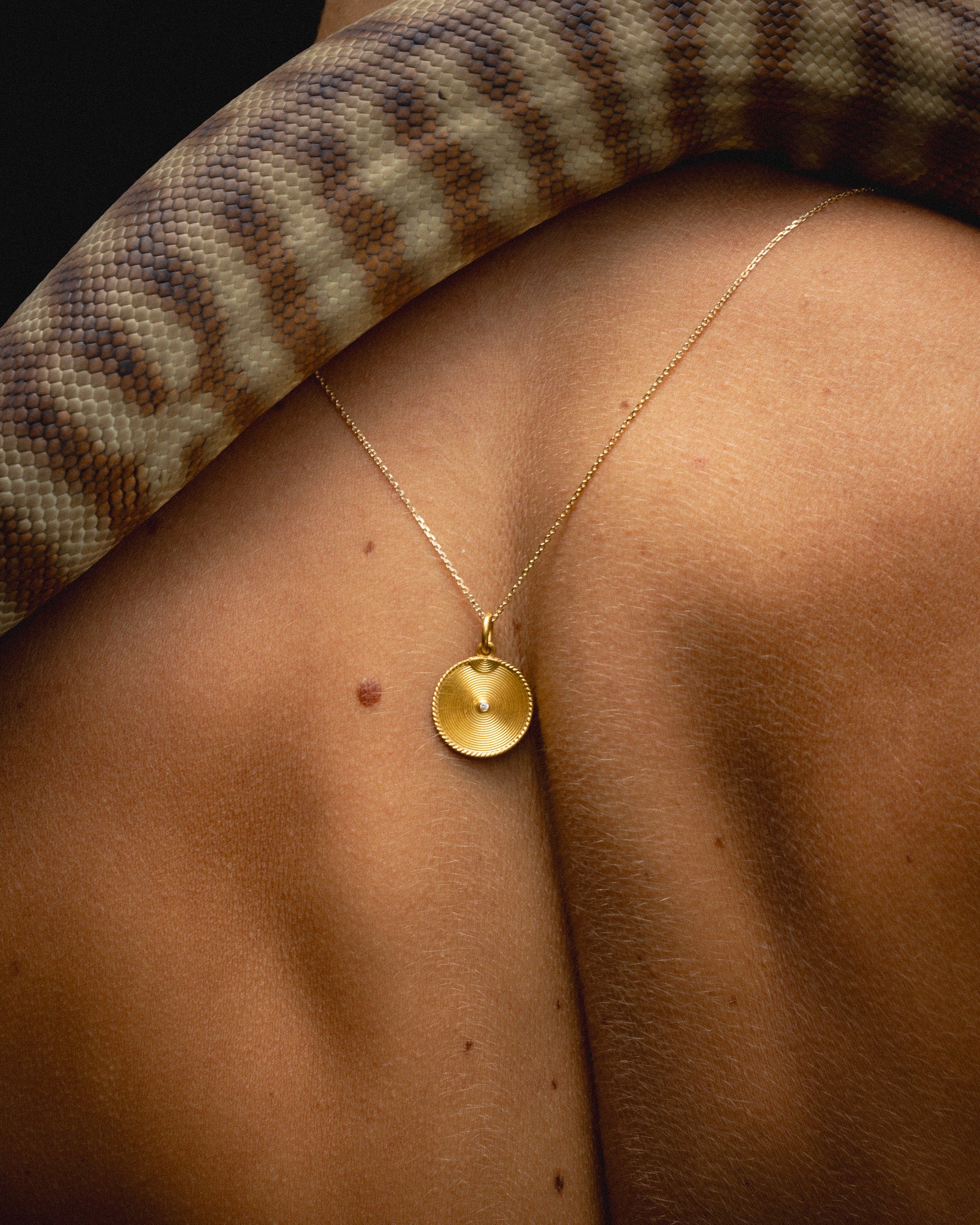 Temple of the Sun Patella Necklace Diamond Solid Gold