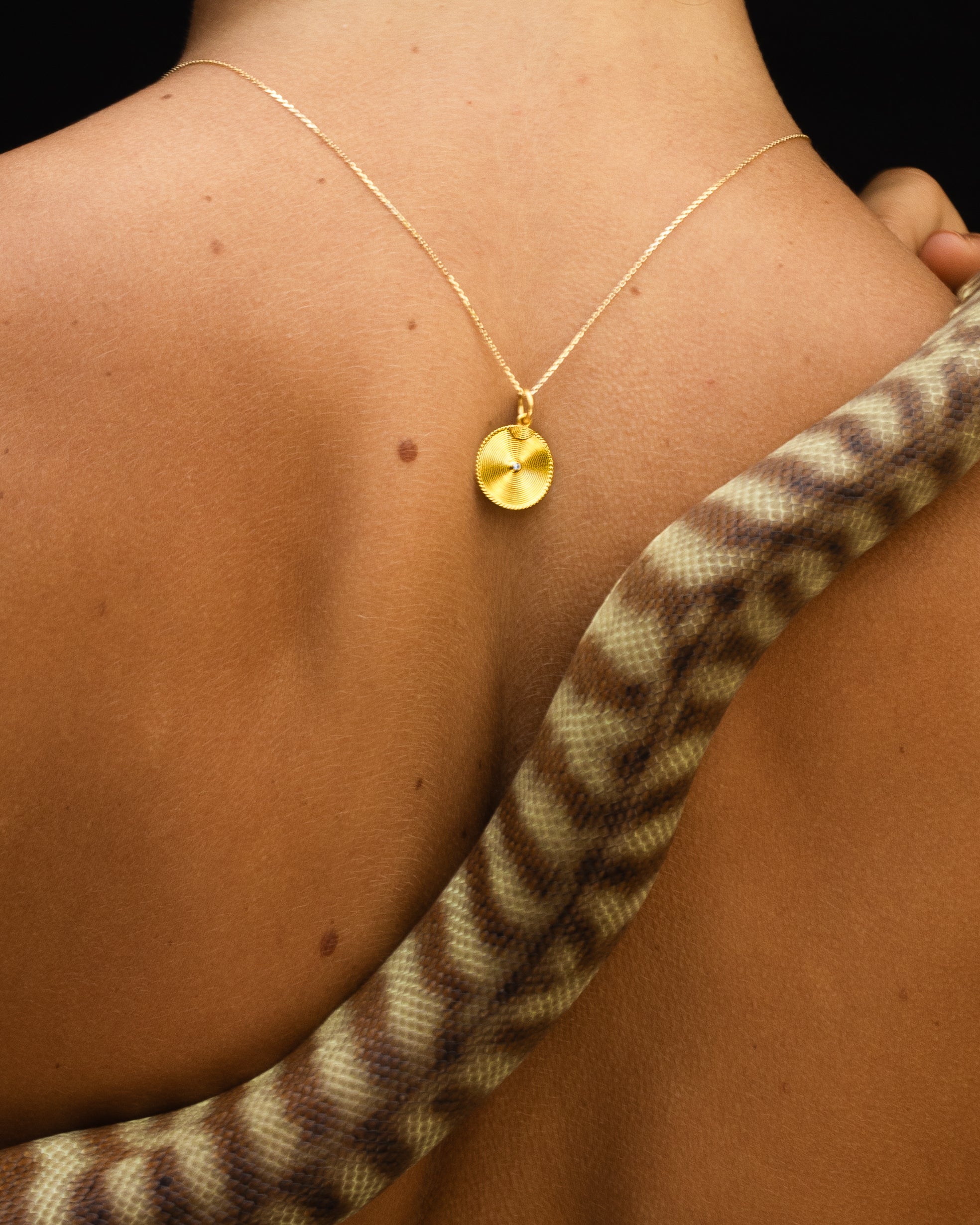 Temple of the Sun Patella Necklace Diamond Solid Gold