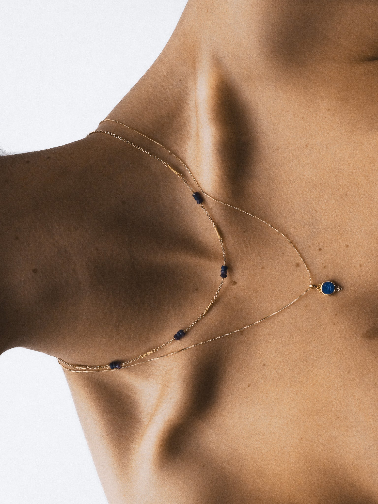 Temple of the Sun Quinn Necklace Sapphire Gold Vermeil