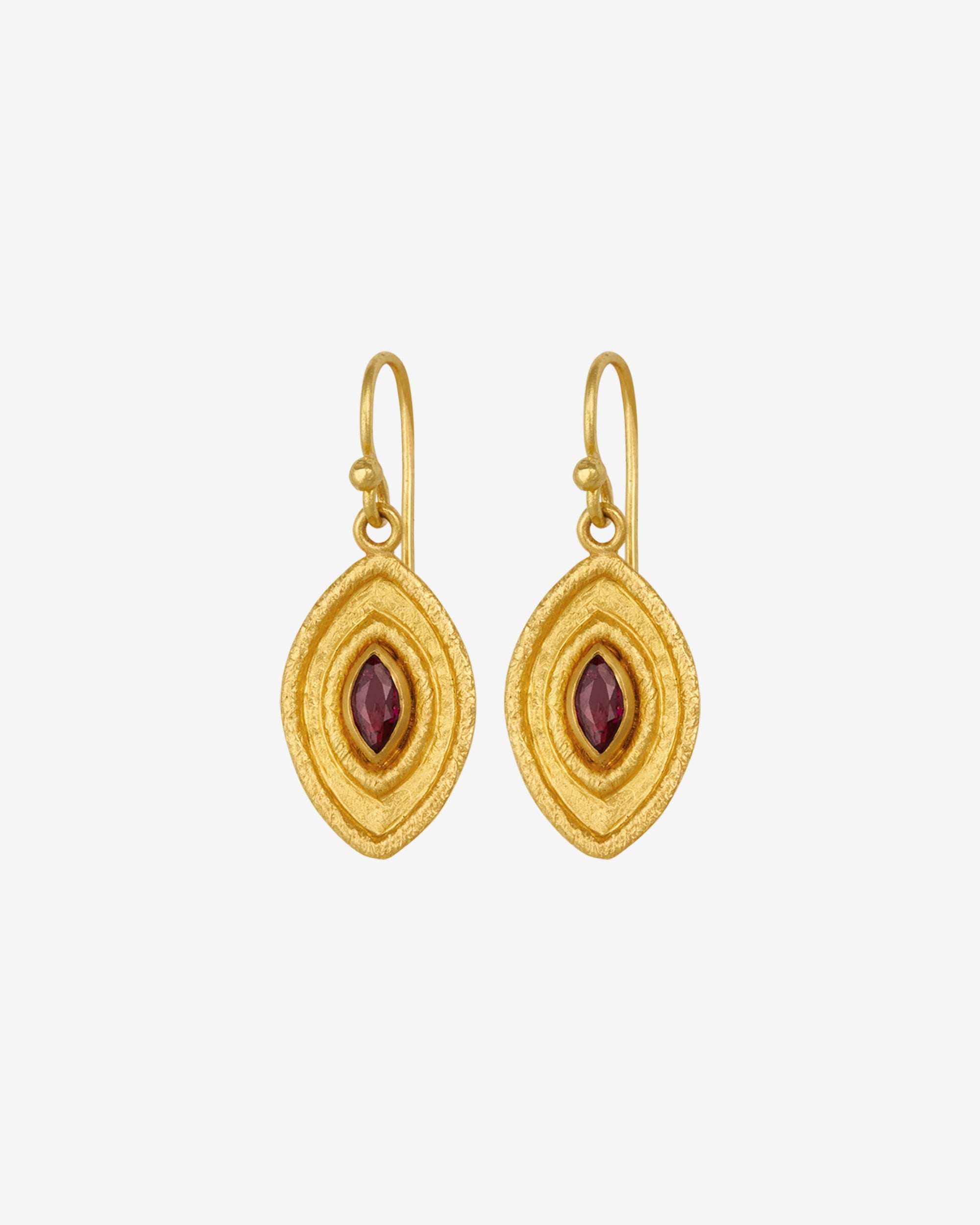 Temple of the Sun Reign Earrings Ruby Solid Gold