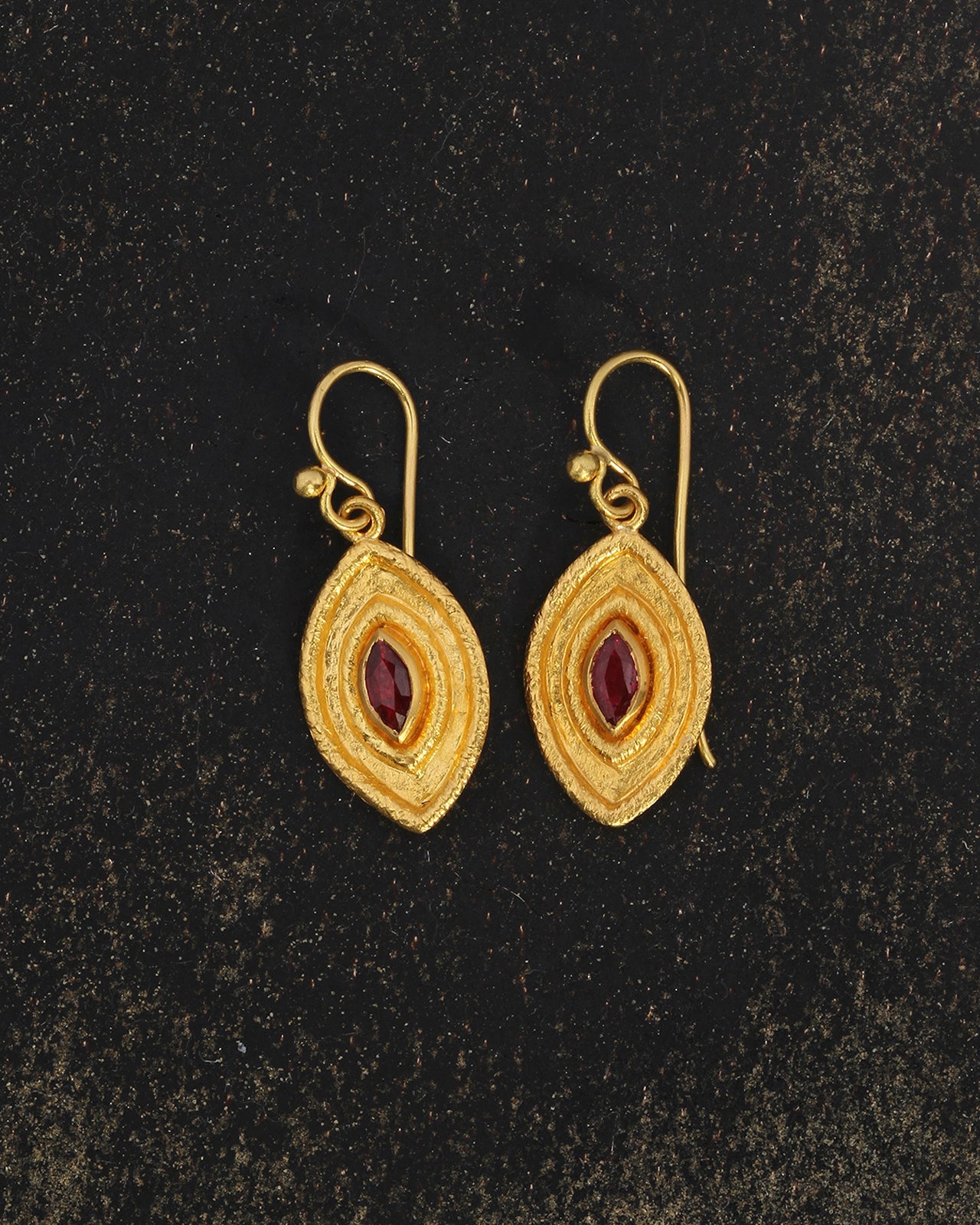 Temple of the Sun Reign Earrings Ruby Solid Gold