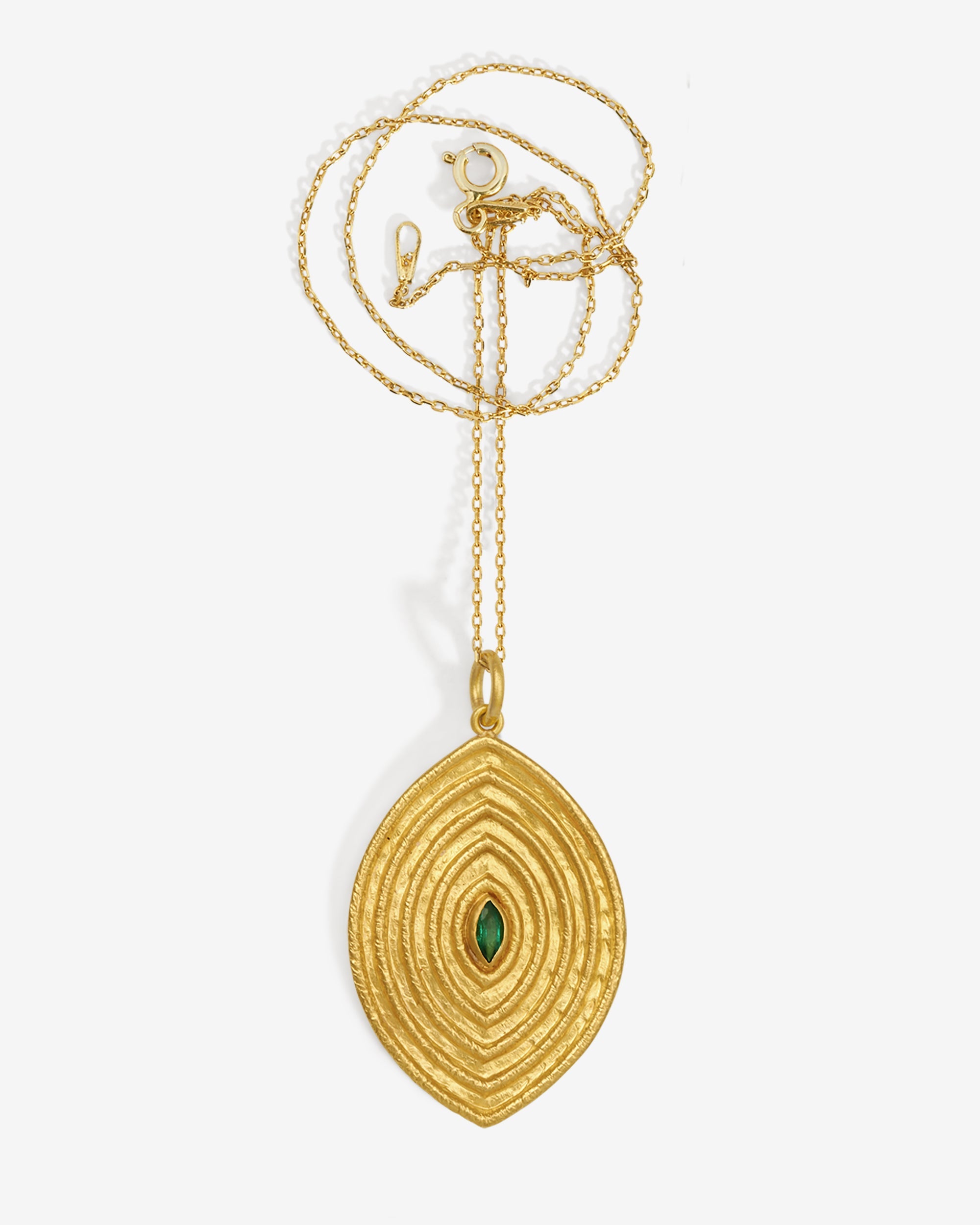 Temple of the Sun Reign Large Necklace Emerald Solid Gold