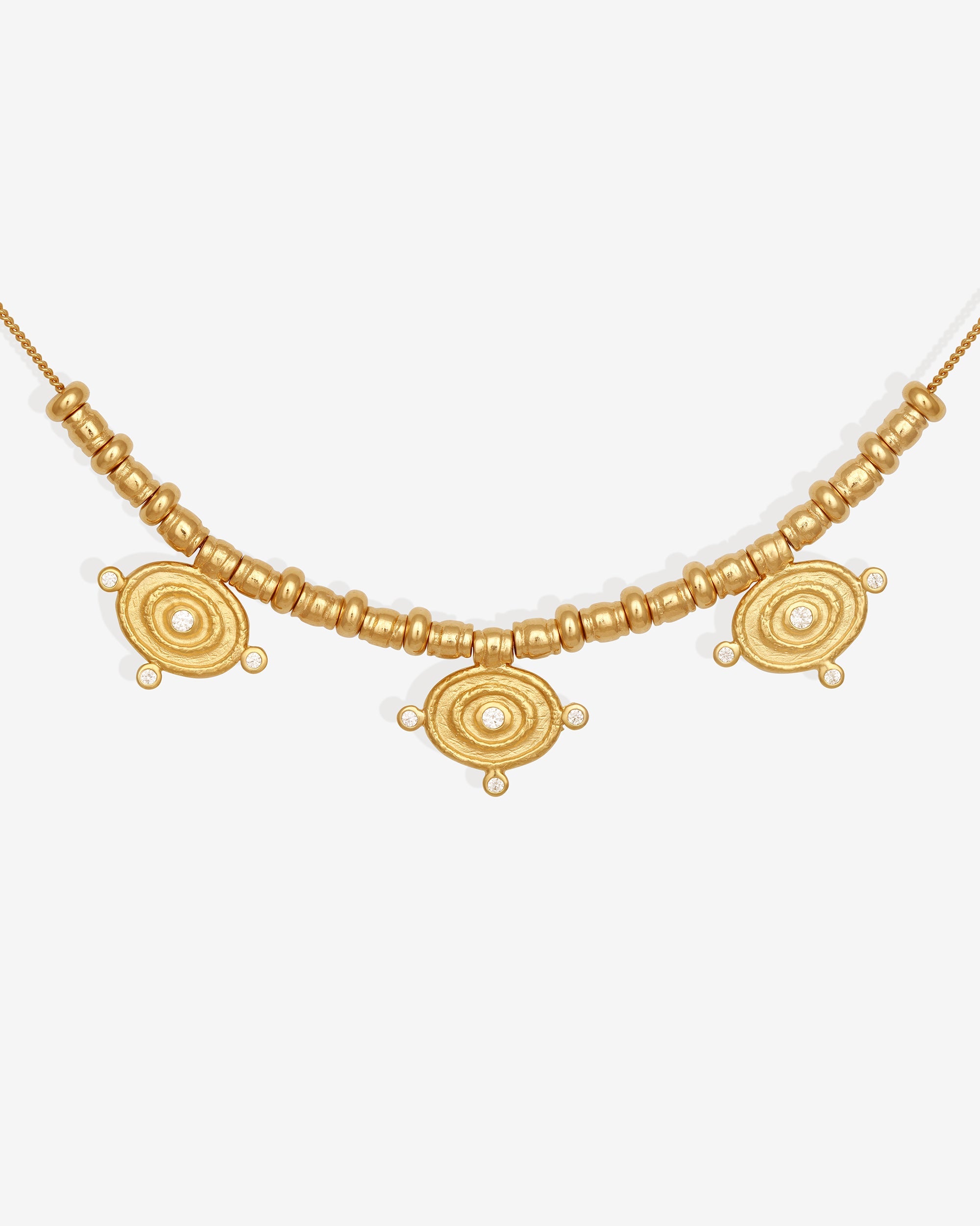 Temple of the Sun Reign Oval Statement Necklace Gold Vermeil