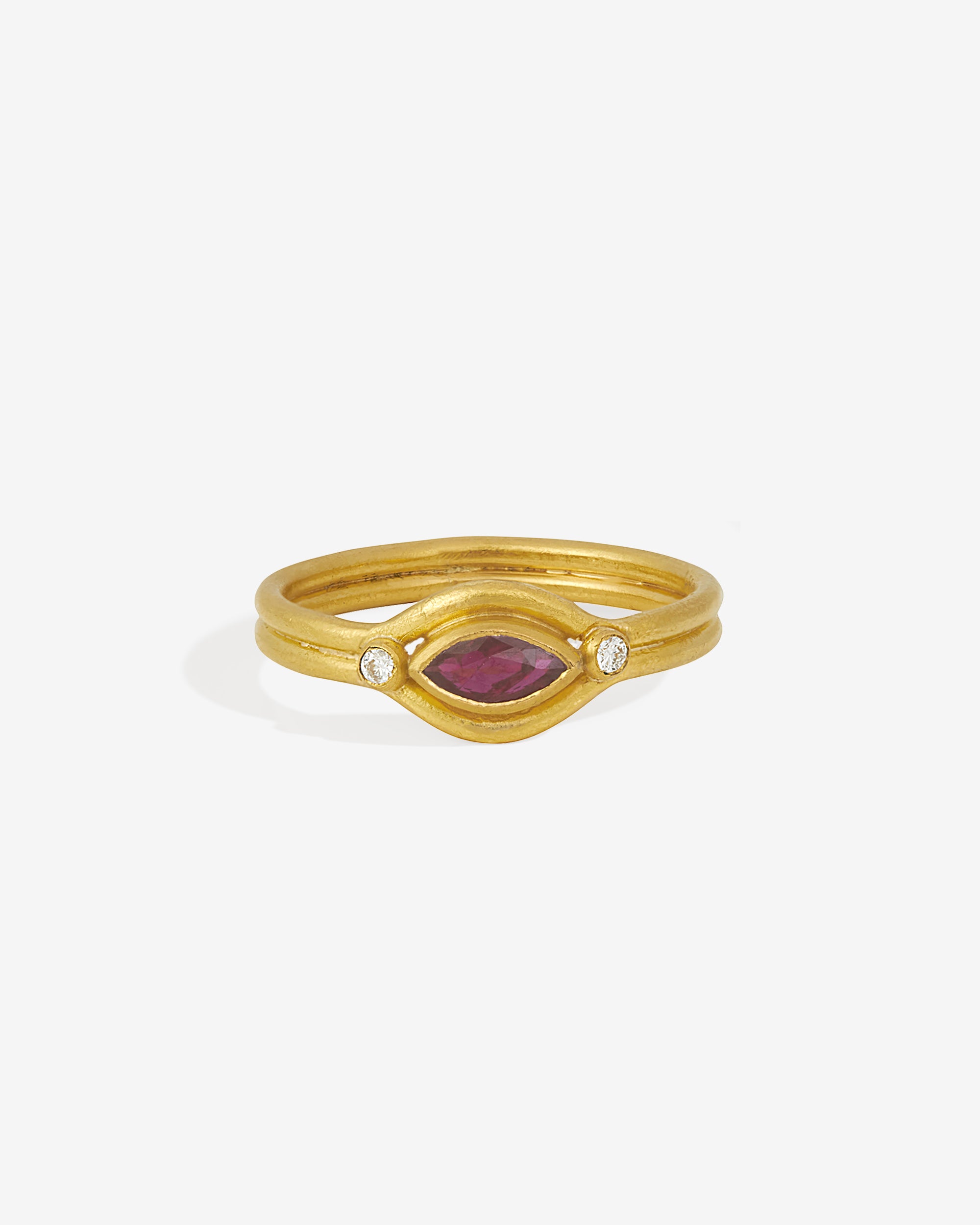 Temple of the Sun Reign Ring Ruby Diamond Solid Gold