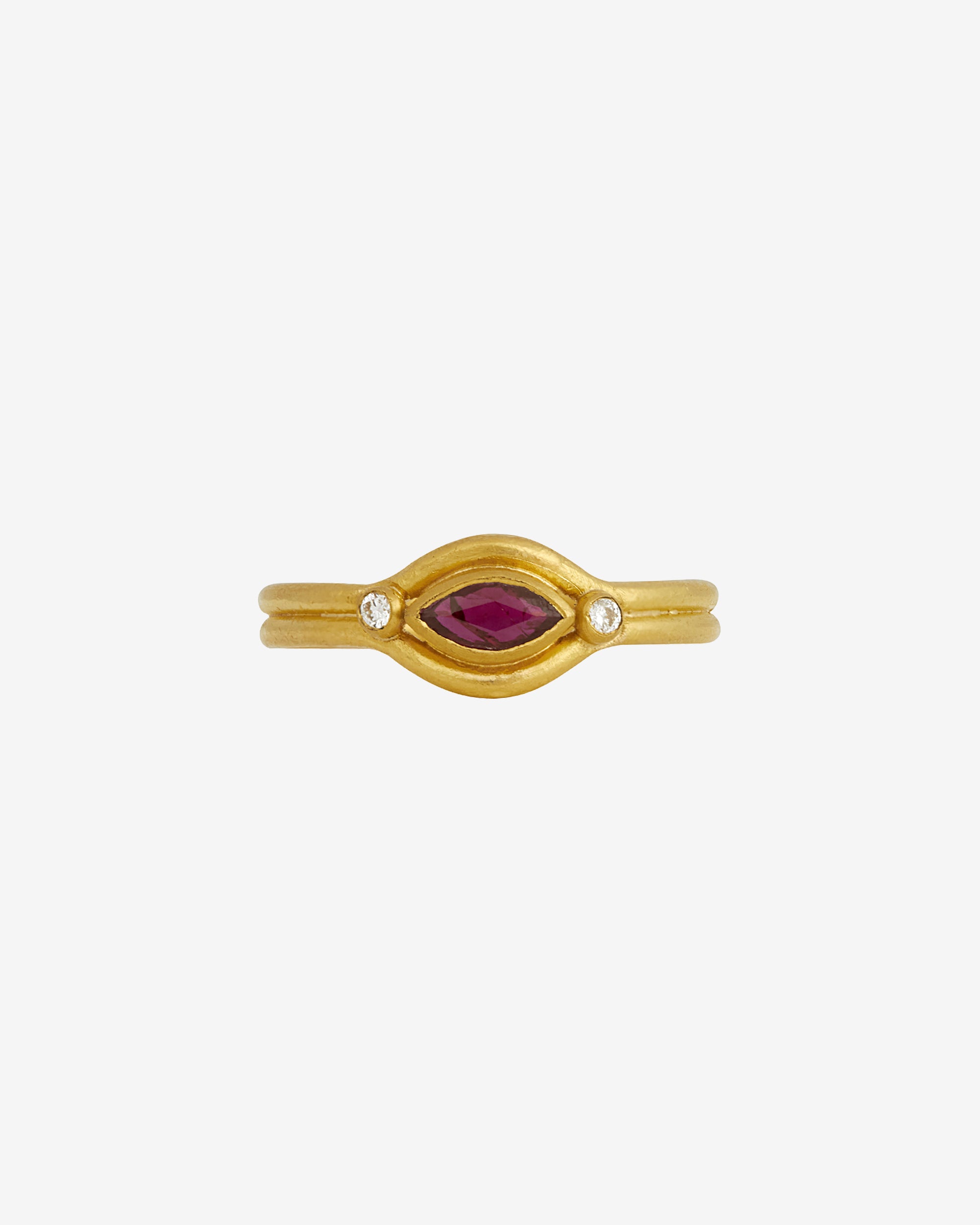 Temple of the Sun Reign Ring Ruby Diamond Solid Gold