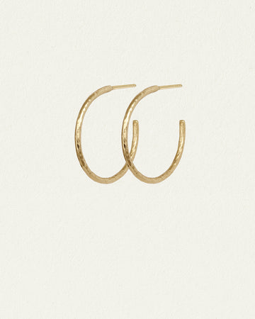 Temple of the Sun Relic Hoop Earrings Solid Gold