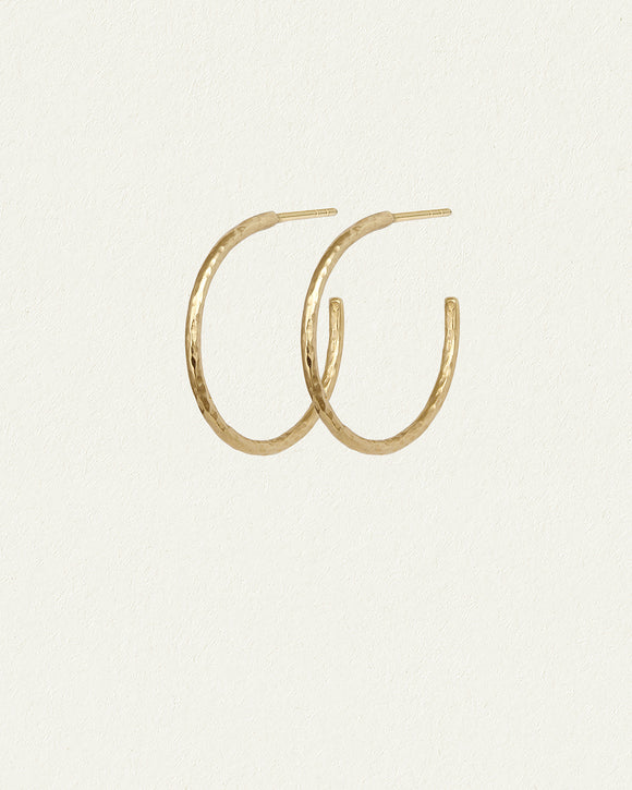 Temple of the Sun Relic Hoop Earrings Solid Gold