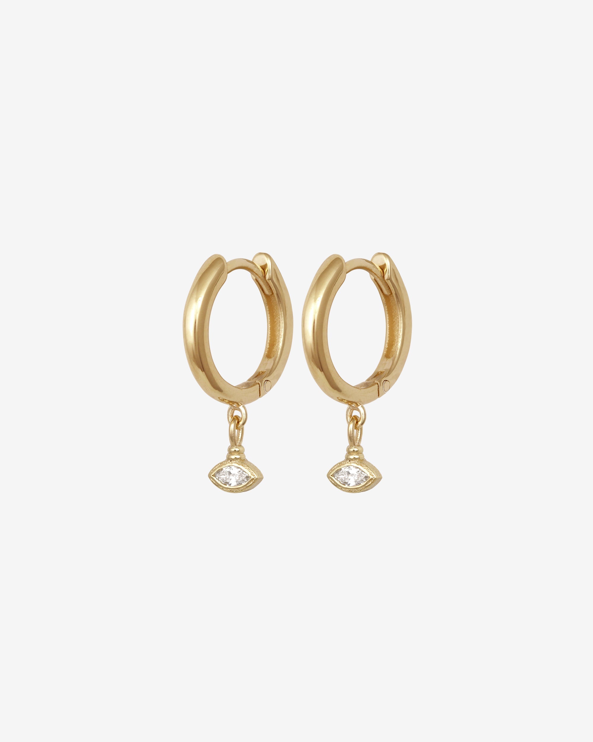 Temple of the Sun Relic Marquise Drop Earrings Diamond Solid Gold