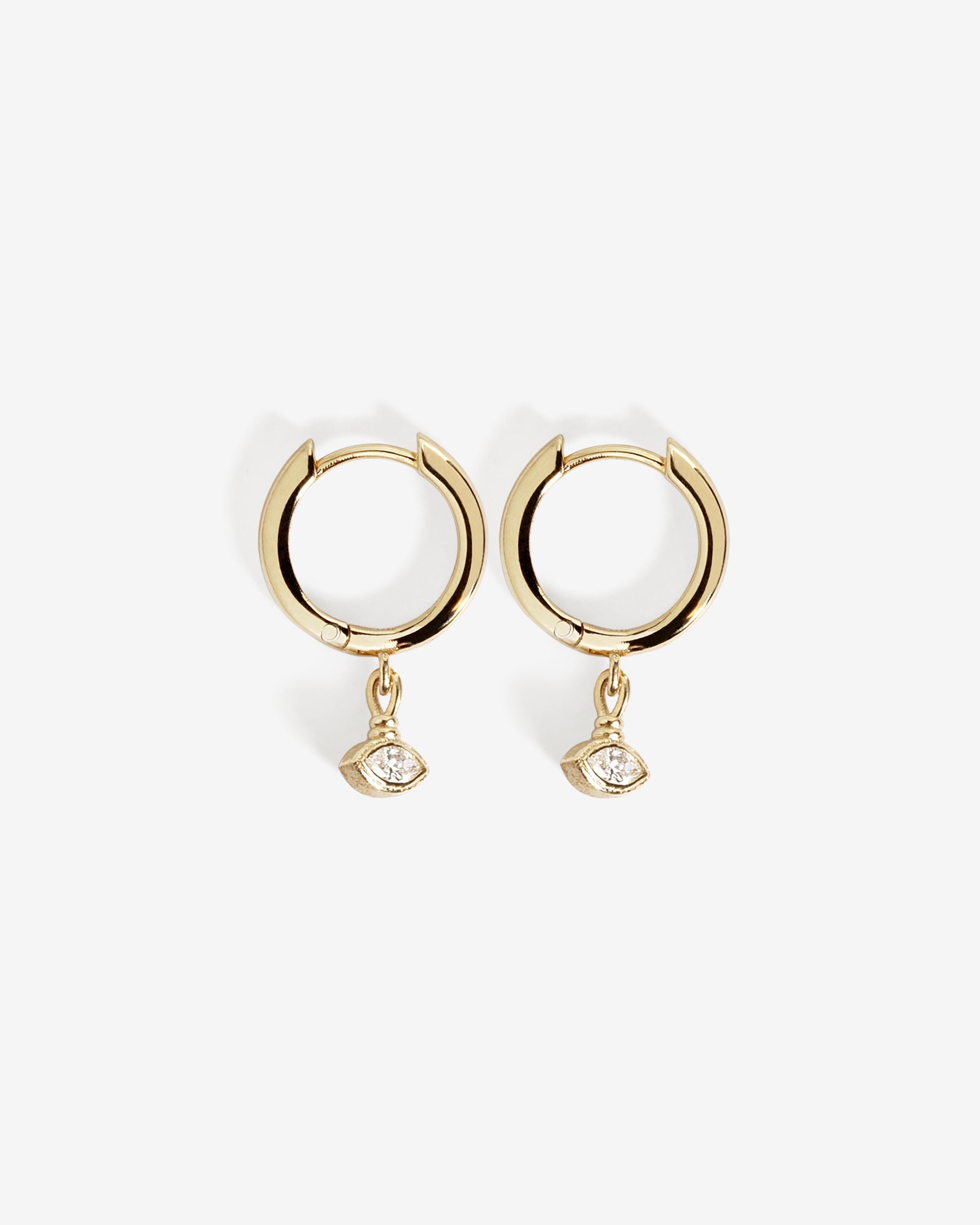 Temple of the Sun Relic Marquise Drop Earrings Diamond Solid Gold