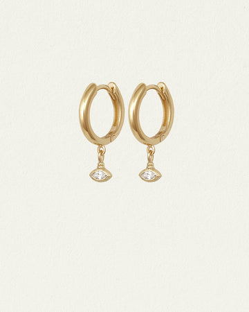 Temple of the Sun Relic Marquise Drop Earrings Diamond Solid Gold