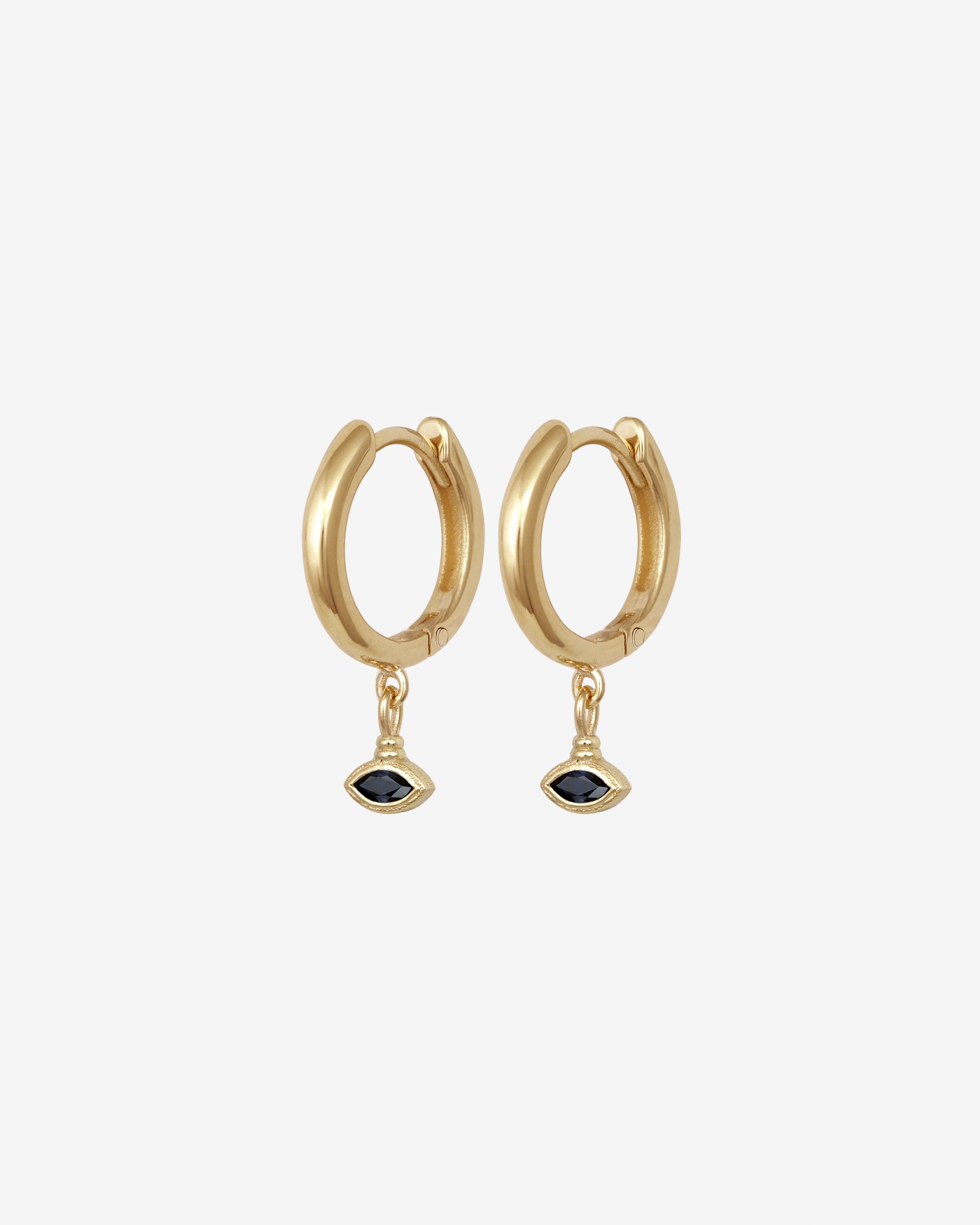 Temple of the Sun Relic Marquise Drop Earrings Sapphire Solid Gold