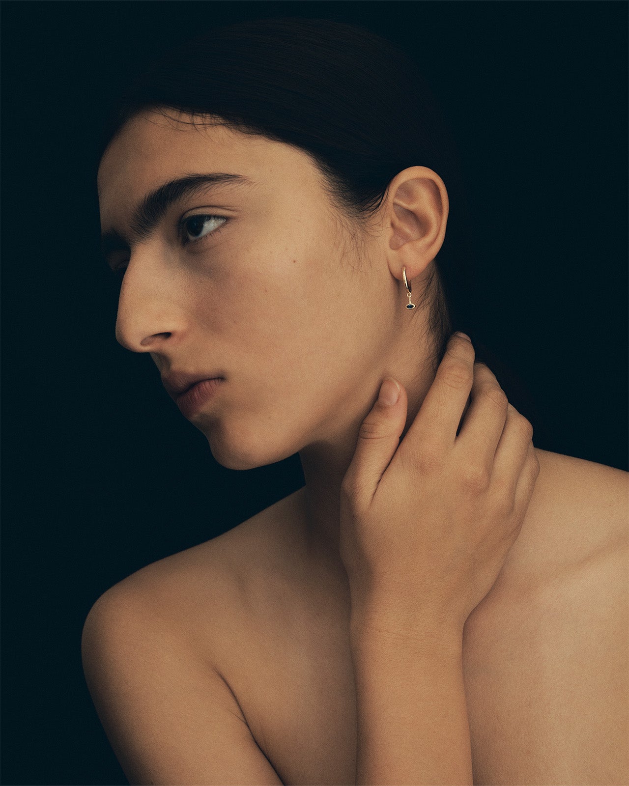 Temple of the Sun Relic Marquise Drop Earrings Sapphire Solid Gold