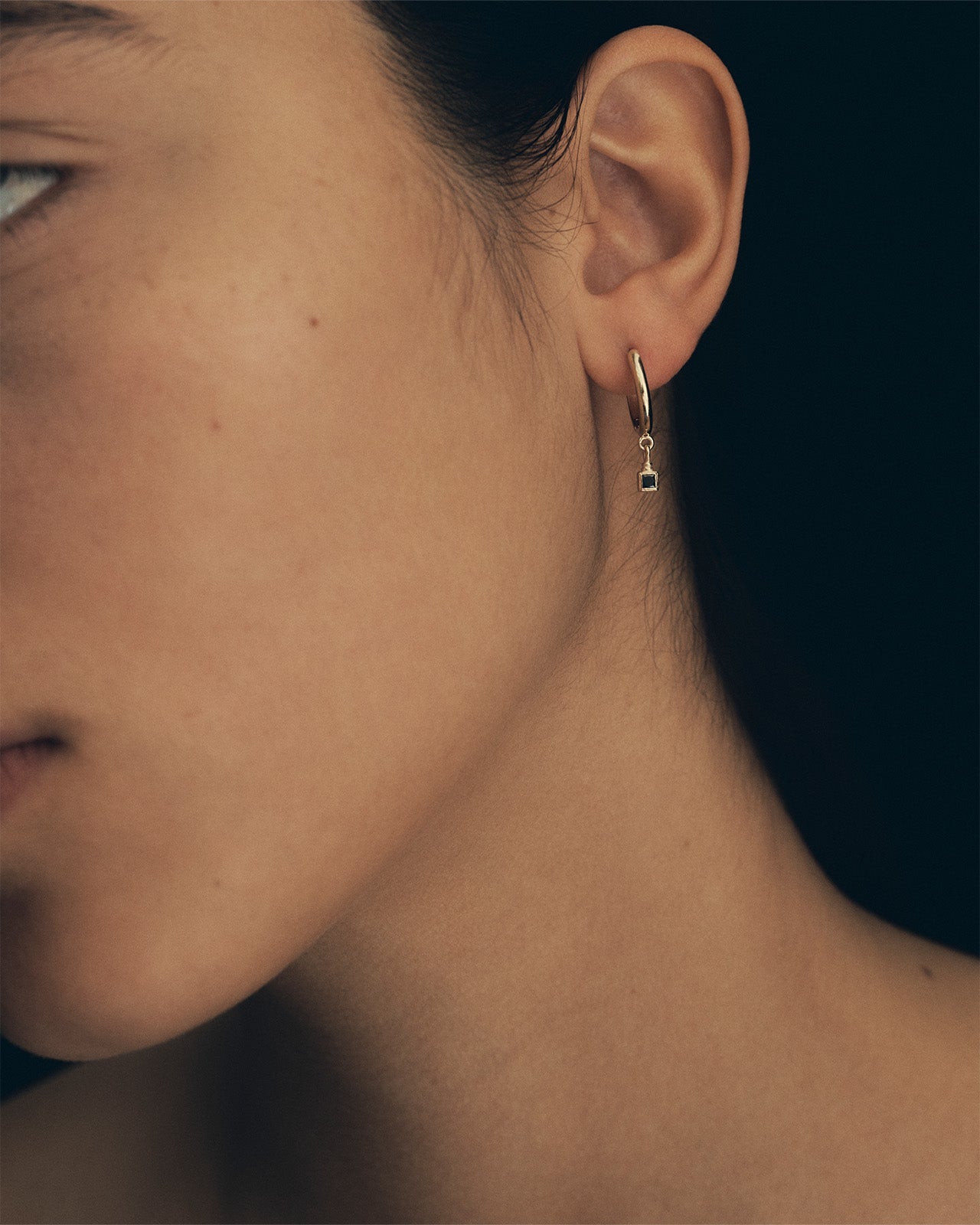 Temple of the Sun Relic Princess Drop Earrings Black Diamond Solid Gold