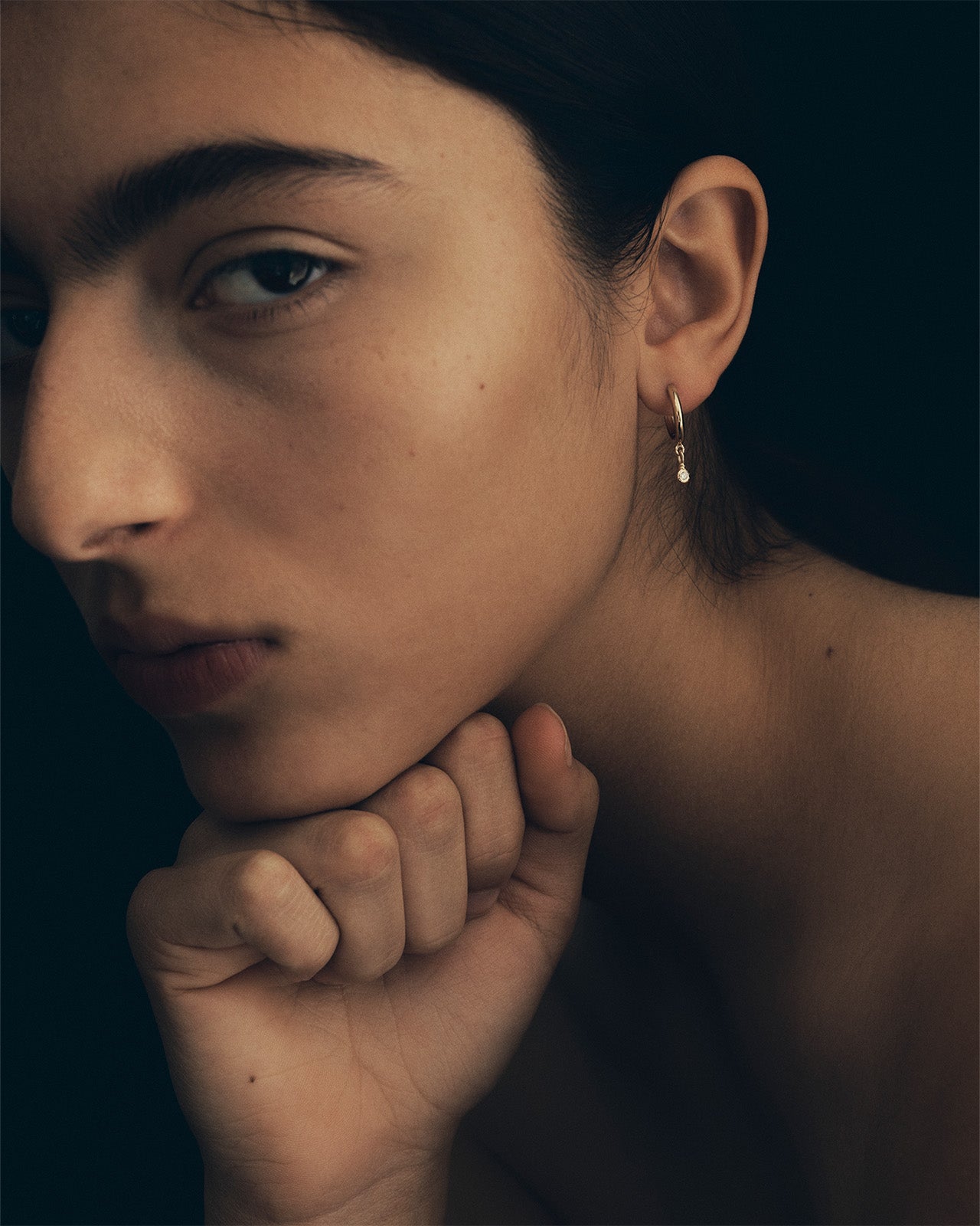 Temple of the Sun Relic Round Drop Earrings Diamond Solid Gold