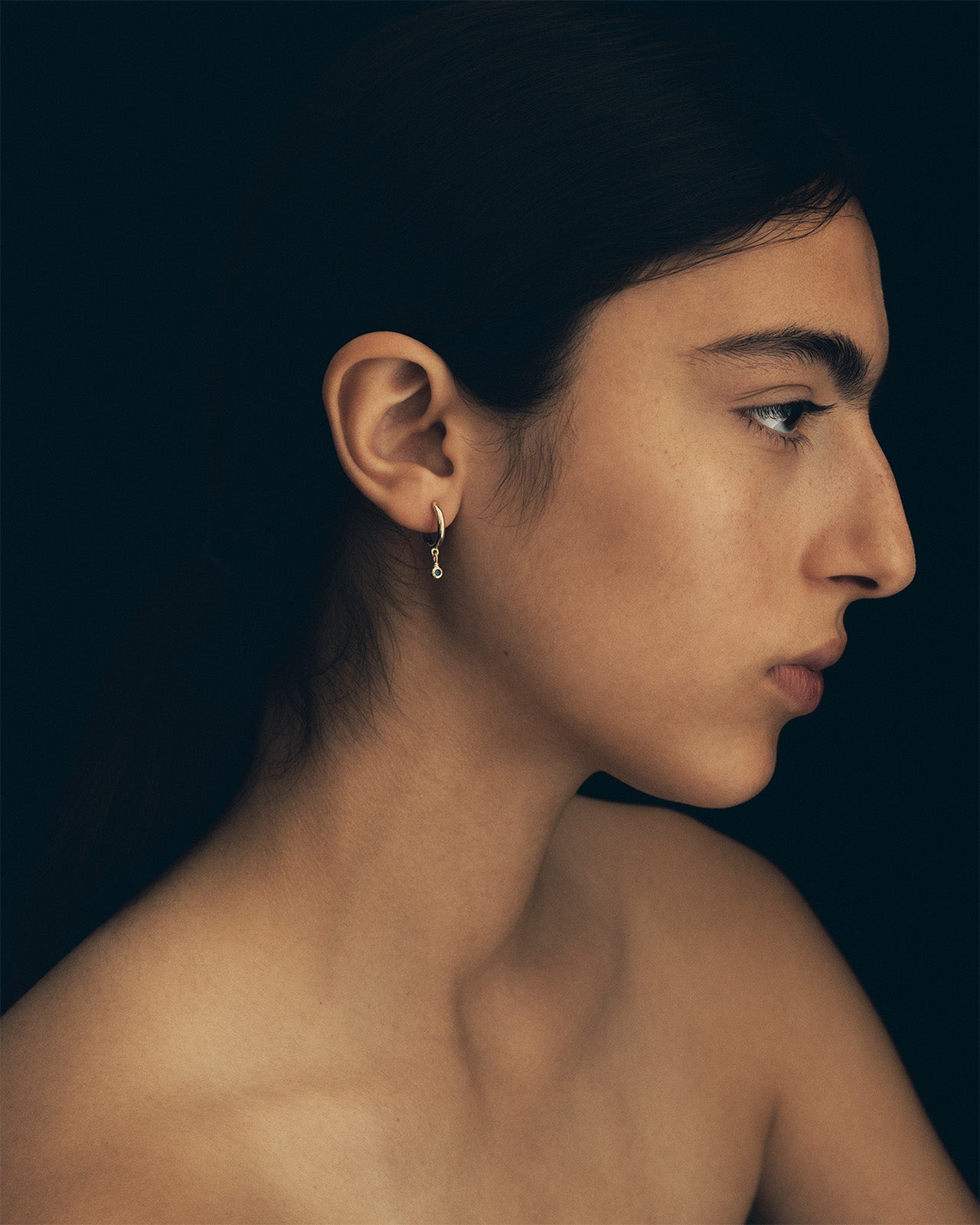 Temple of the Sun Relic Round Drop Earrings Sapphire Solid Gold