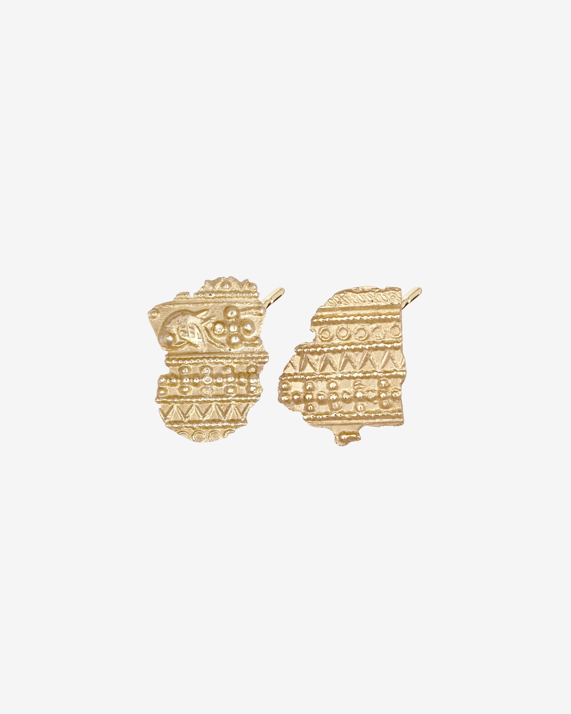 Temple of the Sun Relic VII Asymmetrical Earrings Solid Gold