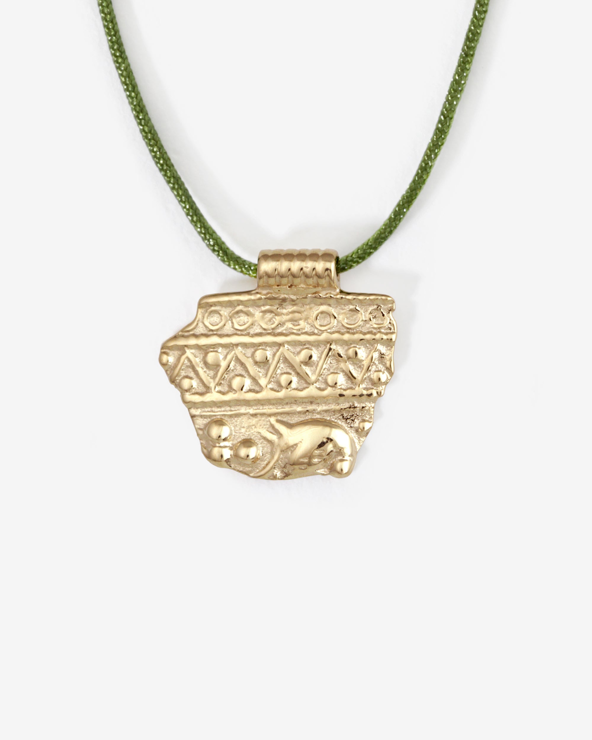 Temple of the Sun Relic VII Necklace Green Solid Gold