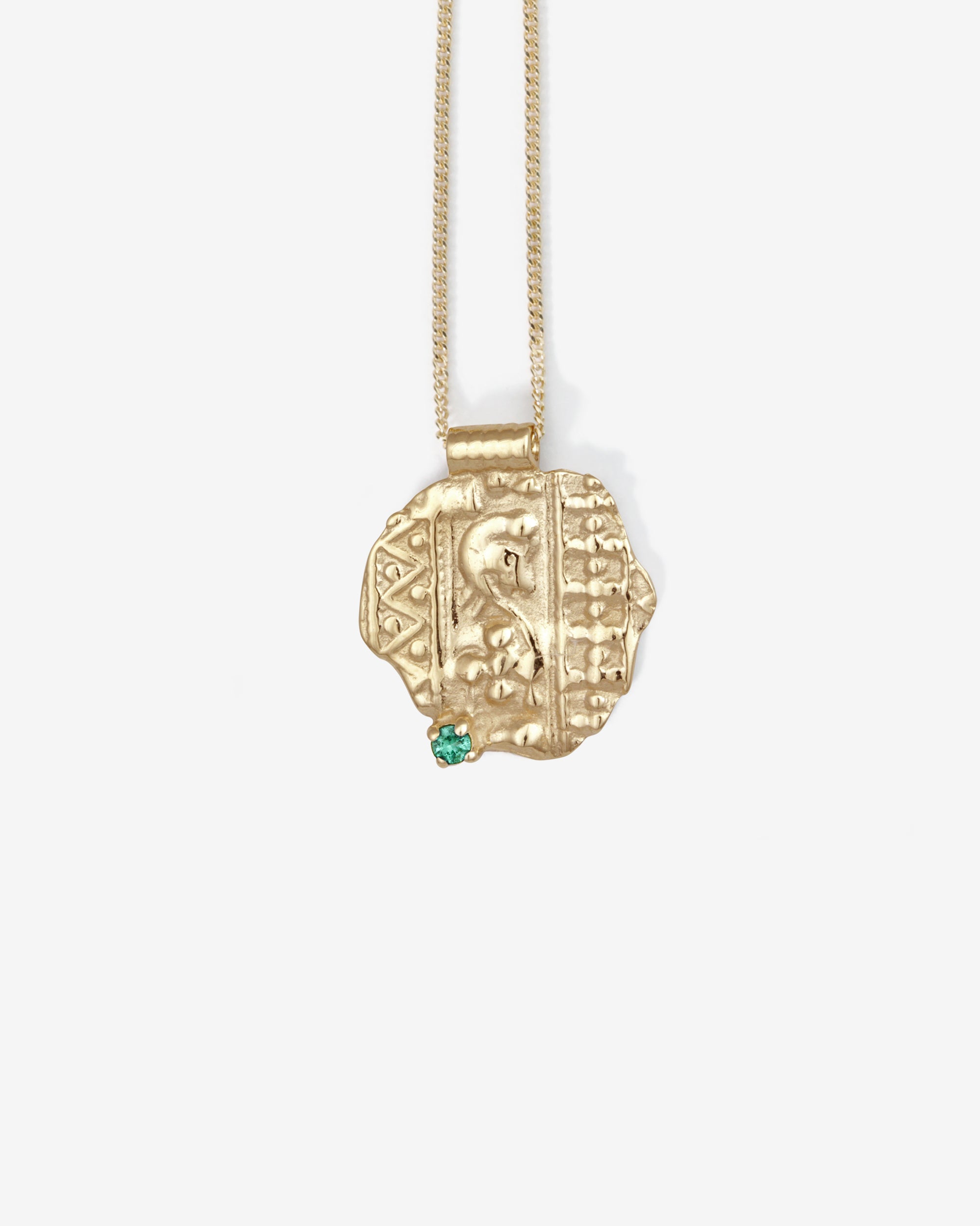 Temple of the Sun Relic VIII Necklace Emerald Solid Gold