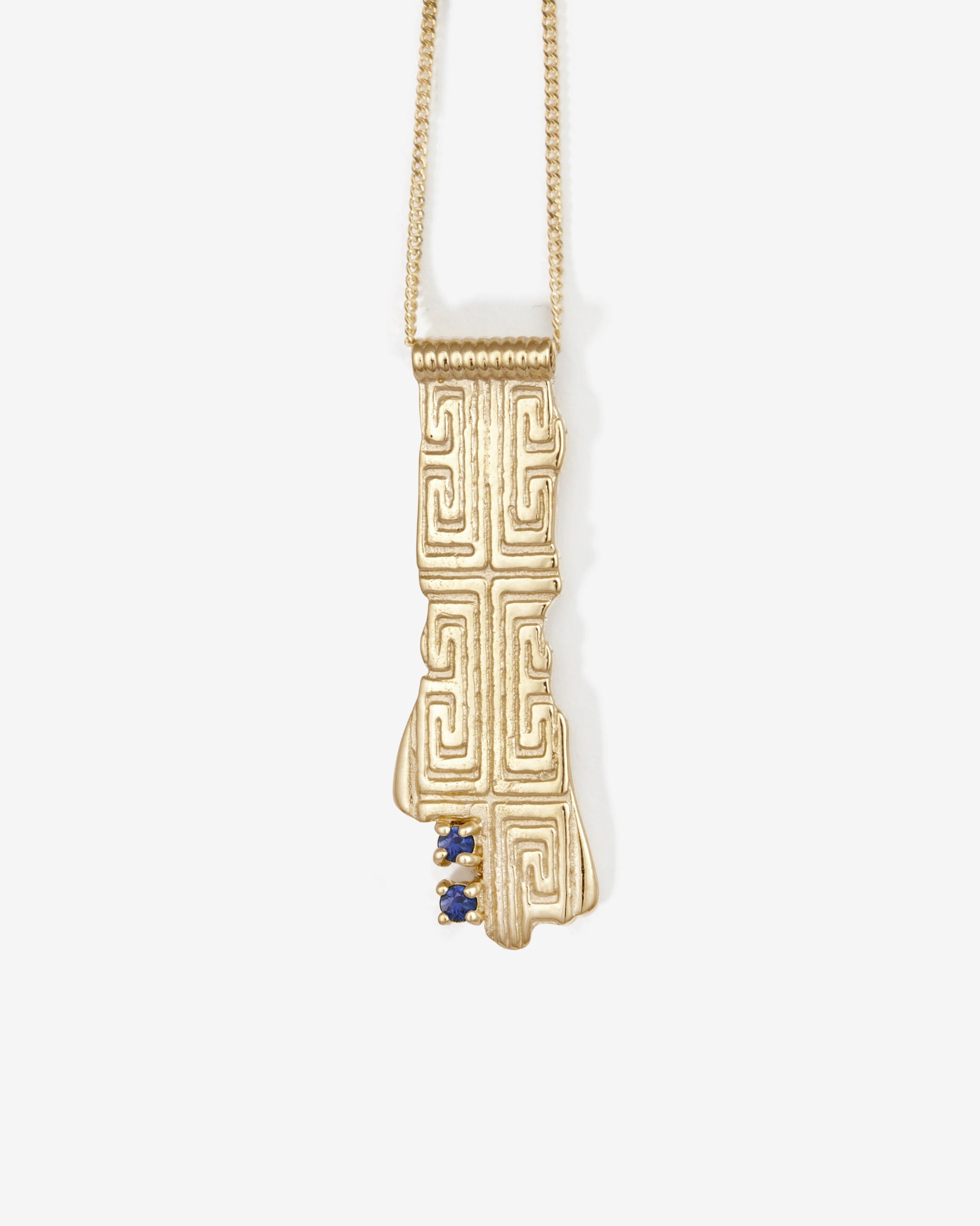 Temple of the Sun Relic X Necklace Sapphire Solid Gold