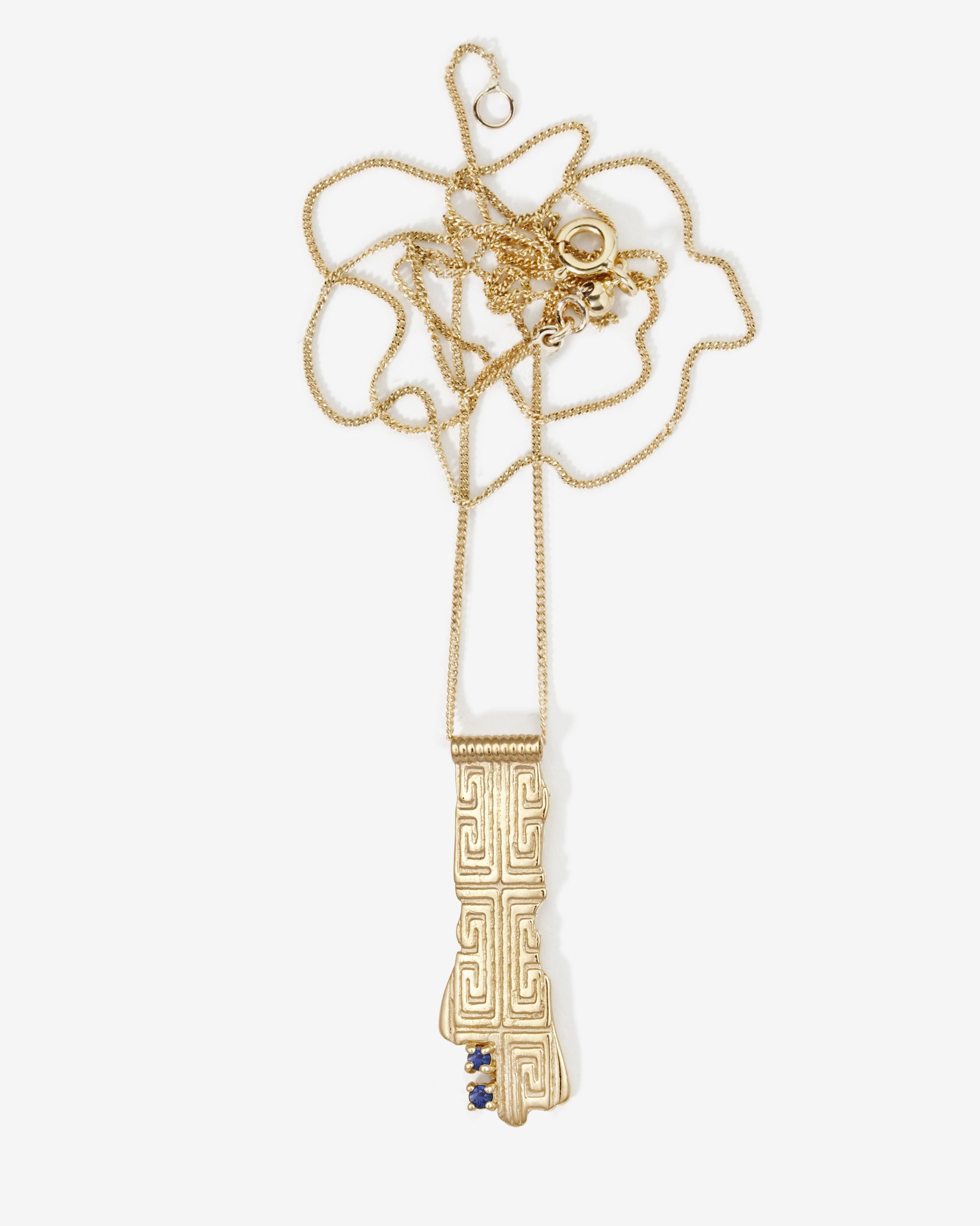 Temple of the Sun Relic X Necklace Sapphire Solid Gold