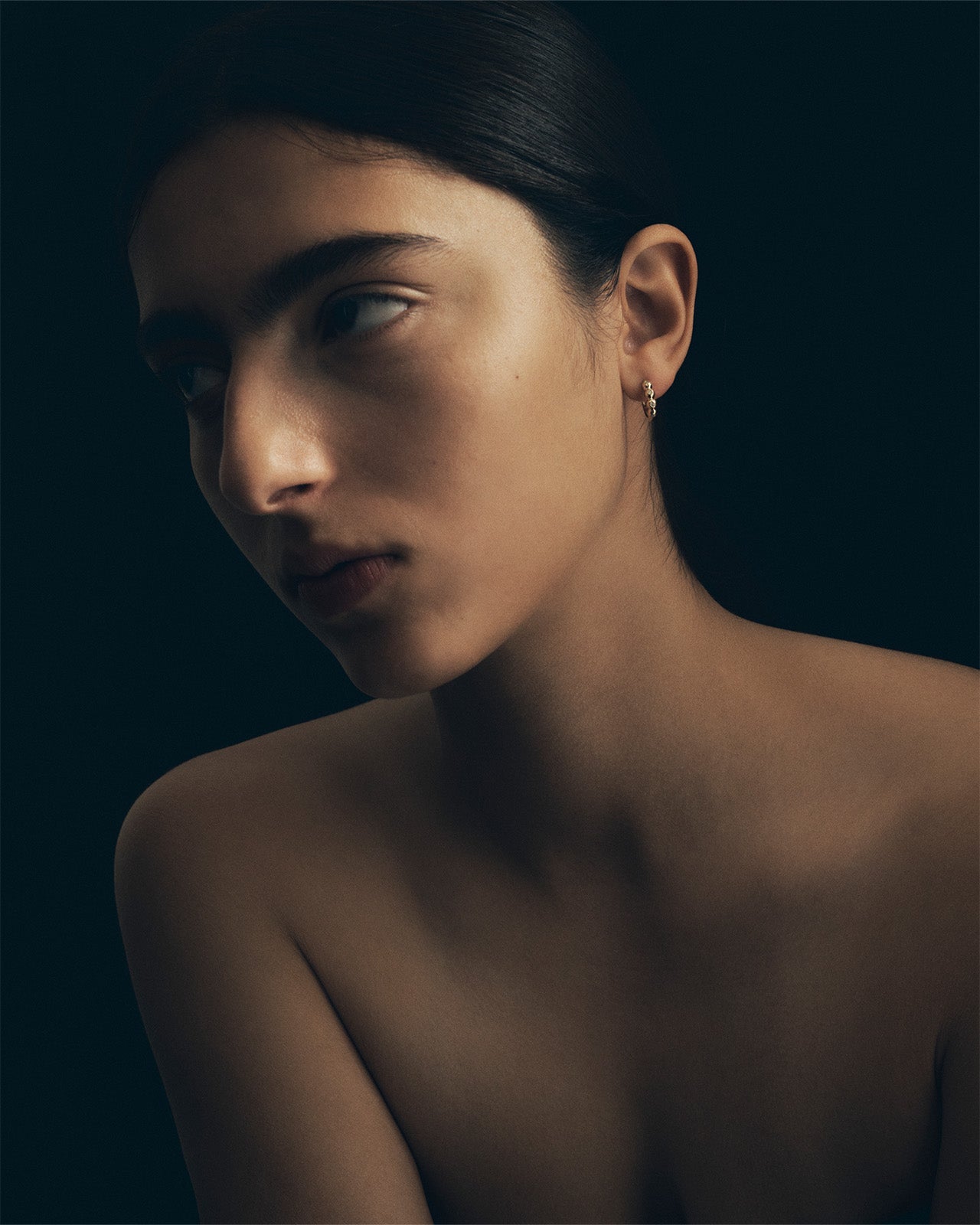 Temple of the Sun Relic XI Huggie Earrings Diamond Solid Gold