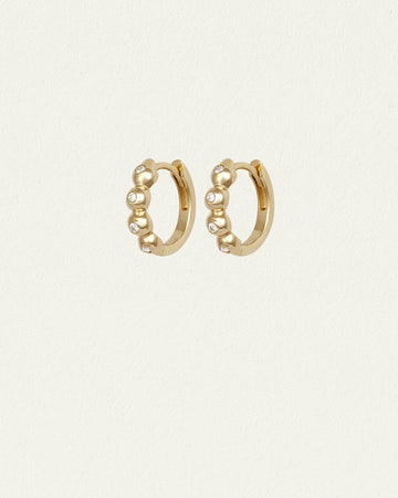 Temple of the Sun Relic XI Huggie Earrings Diamond Solid Gold