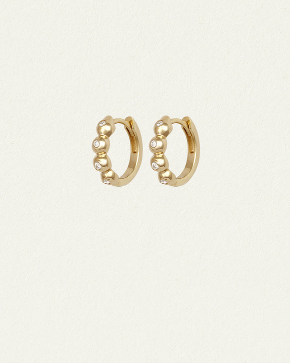 Temple of the Sun Relic XI Huggie Earrings Diamond Solid Gold