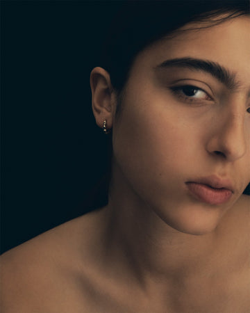 Temple of the Sun Relic XI Huggie Earrings Sapphire Solid Gold