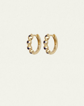 Temple of the Sun Relic XI Huggie Earrings Sapphire Solid Gold