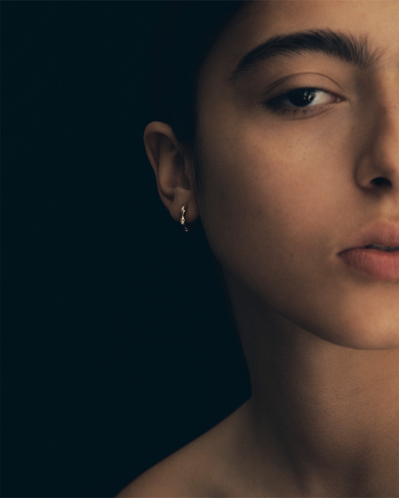 Temple of the Sun Relic XII Huggie Earrings Diamond Solid Gold