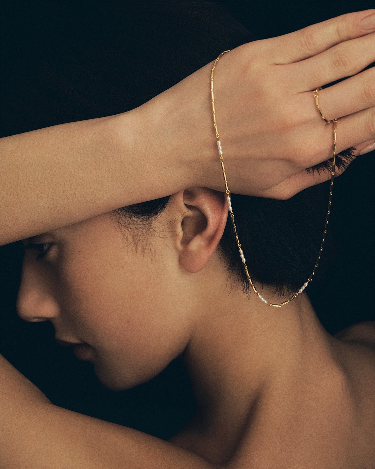 Temple of the Sun Riviera Necklace Pearl Gold Vermeil