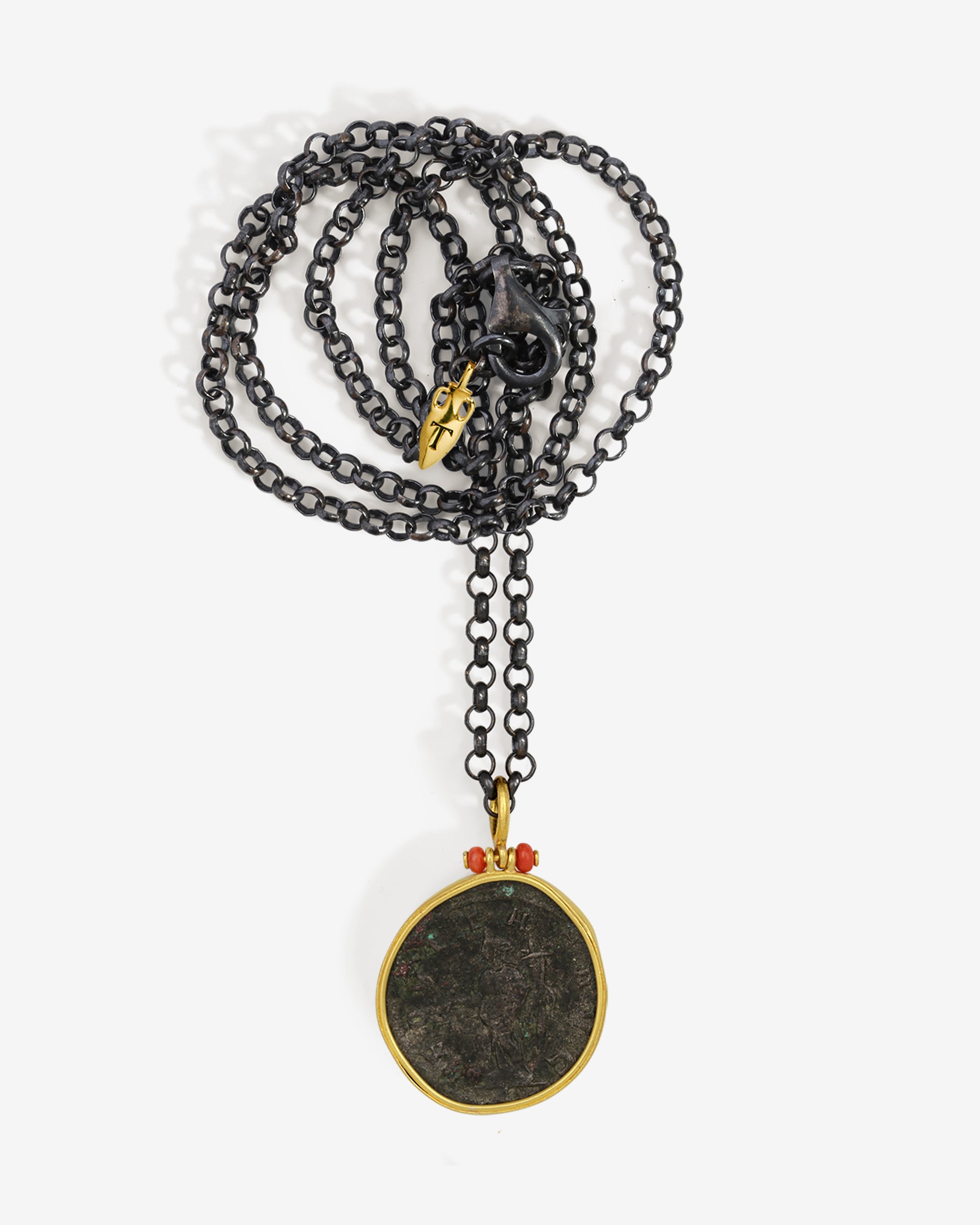 Temple of the Sun Roman Coin Necklace Solid Gold