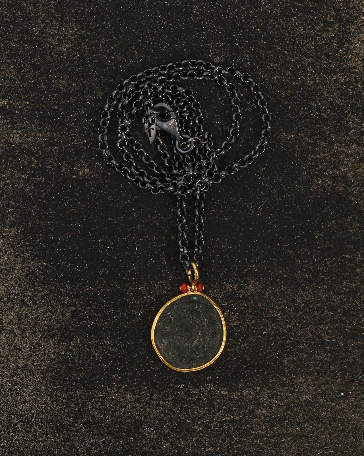 Temple of the Sun Roman Coin Necklace Solid Gold