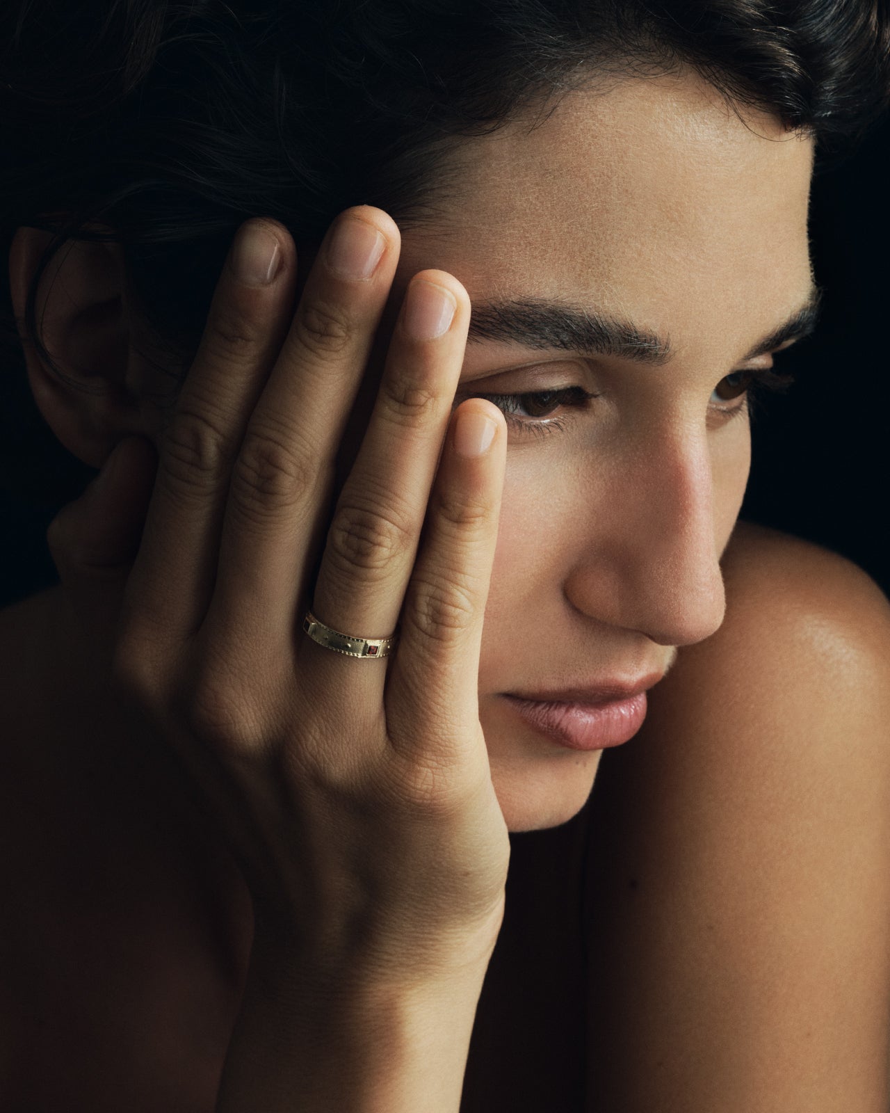 Temple of the Sun Rosetta Ring Garnet Solid Gold
