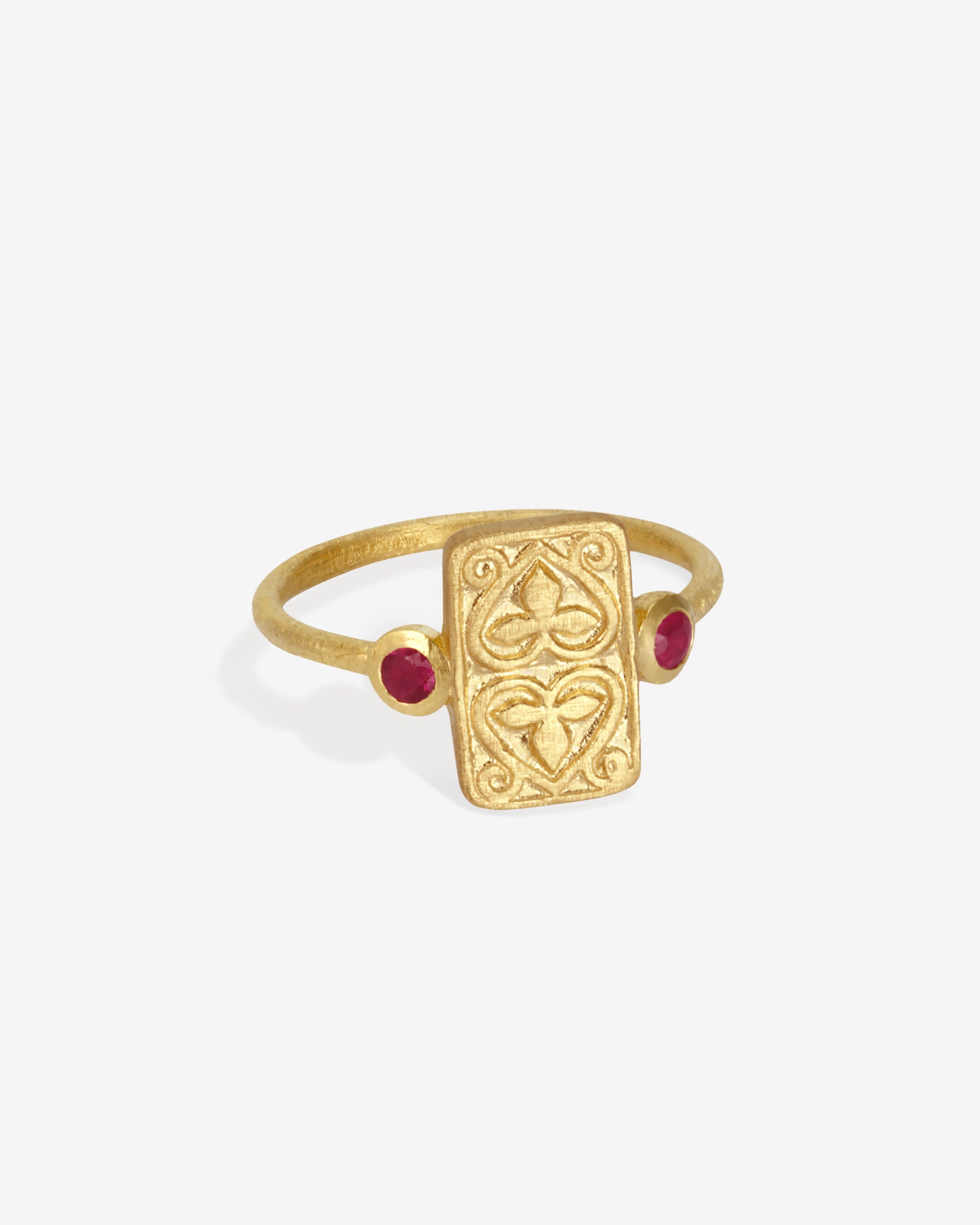 Temple of the Sun Ruby Seal Ring Gold Vermeil